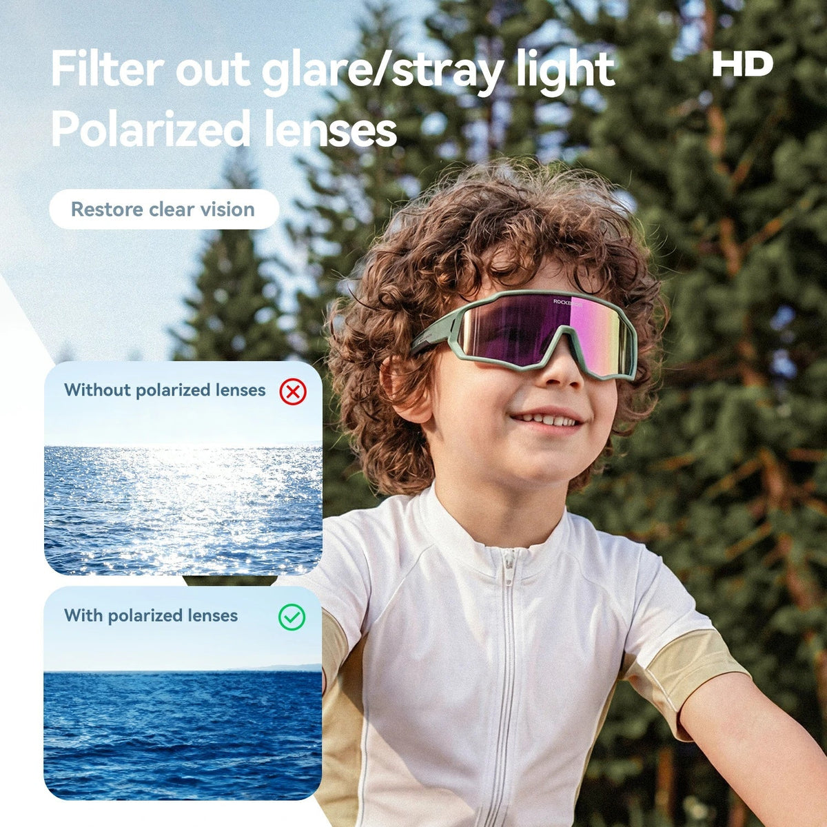 ROCKBROS Okulary przeciwsłoneczne dla dzieci na rower - Polaryzowane/Fotochromatyczne z ochroną UV400