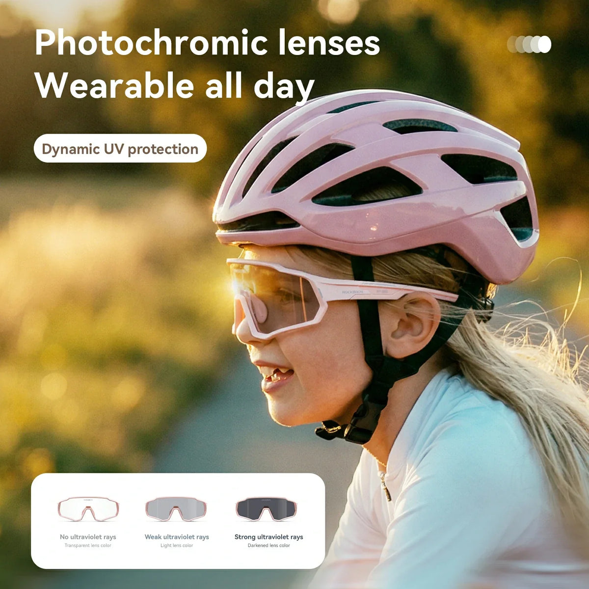 ROCKBROS Okulary przeciwsłoneczne dla dzieci na rower - Polaryzowane/Fotochromatyczne z ochroną UV400