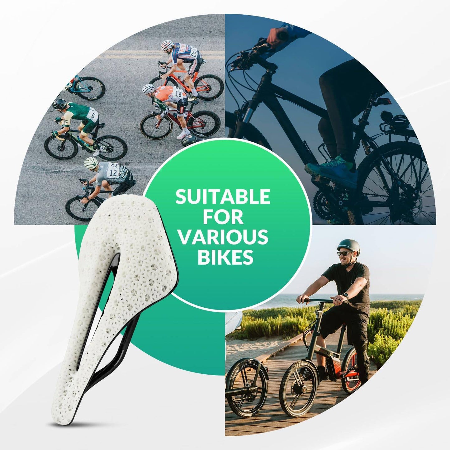 Siodełko do roweru szosowego z włókna węglowego, drukowane w technologii 3D, ultralekkie, amortyzujące, ergonomiczne, ROCKBROS