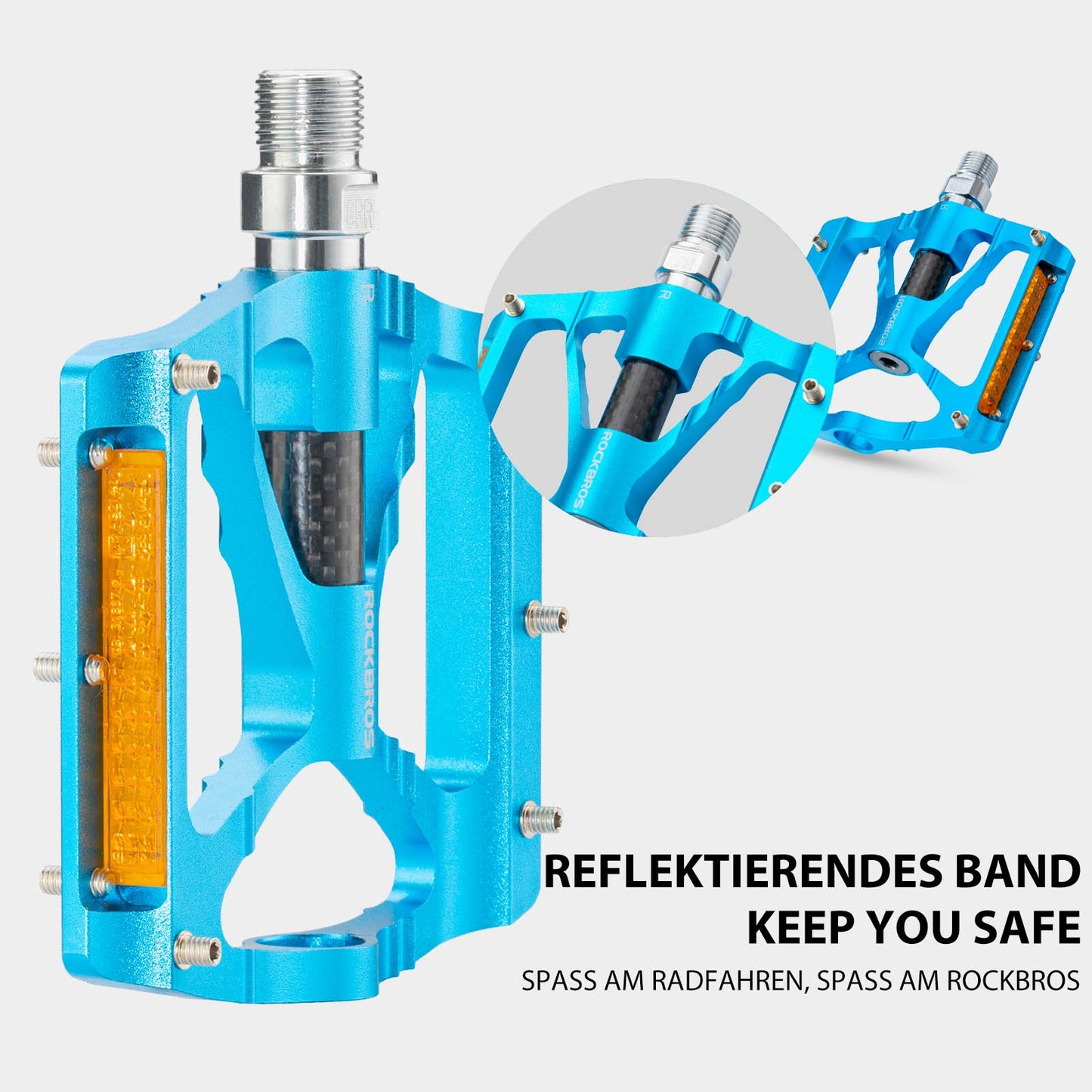 Pedały rowerowe aluminiowe 9/16 cala z dwoma odblaskami z PVC ROCKBROS