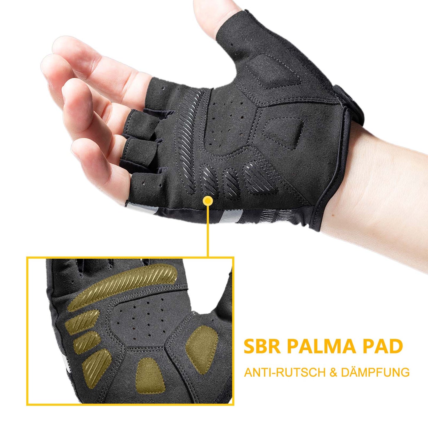 Rękawiczki jeździeckie antypoślizgowe z odblaskowymi półpalcami, rozmiary S-XXL, ROCKBROS