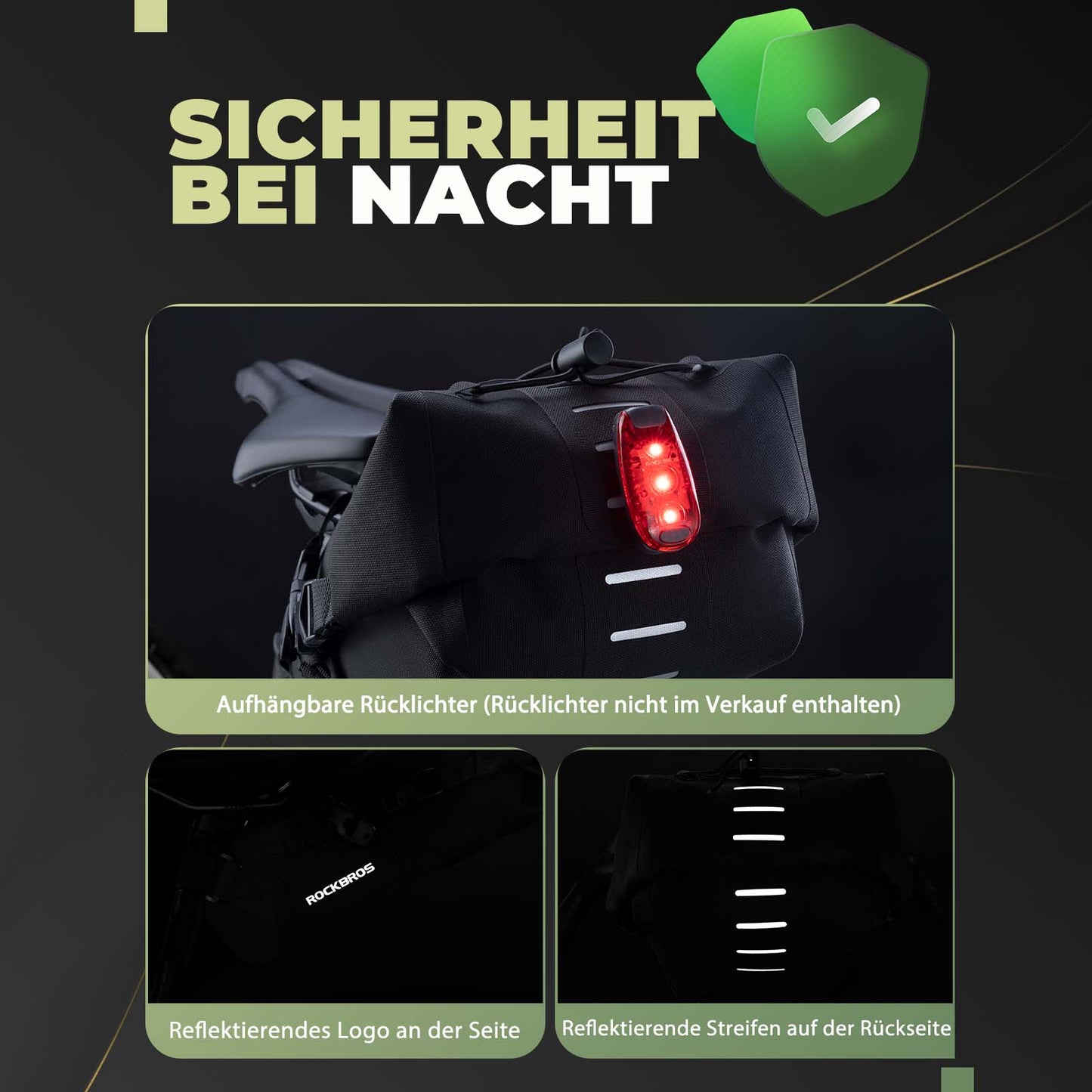 Torba podsiodłowa Bikepacking 3 litry, 100% wodoodporna, materiał TPU ROCKBROS