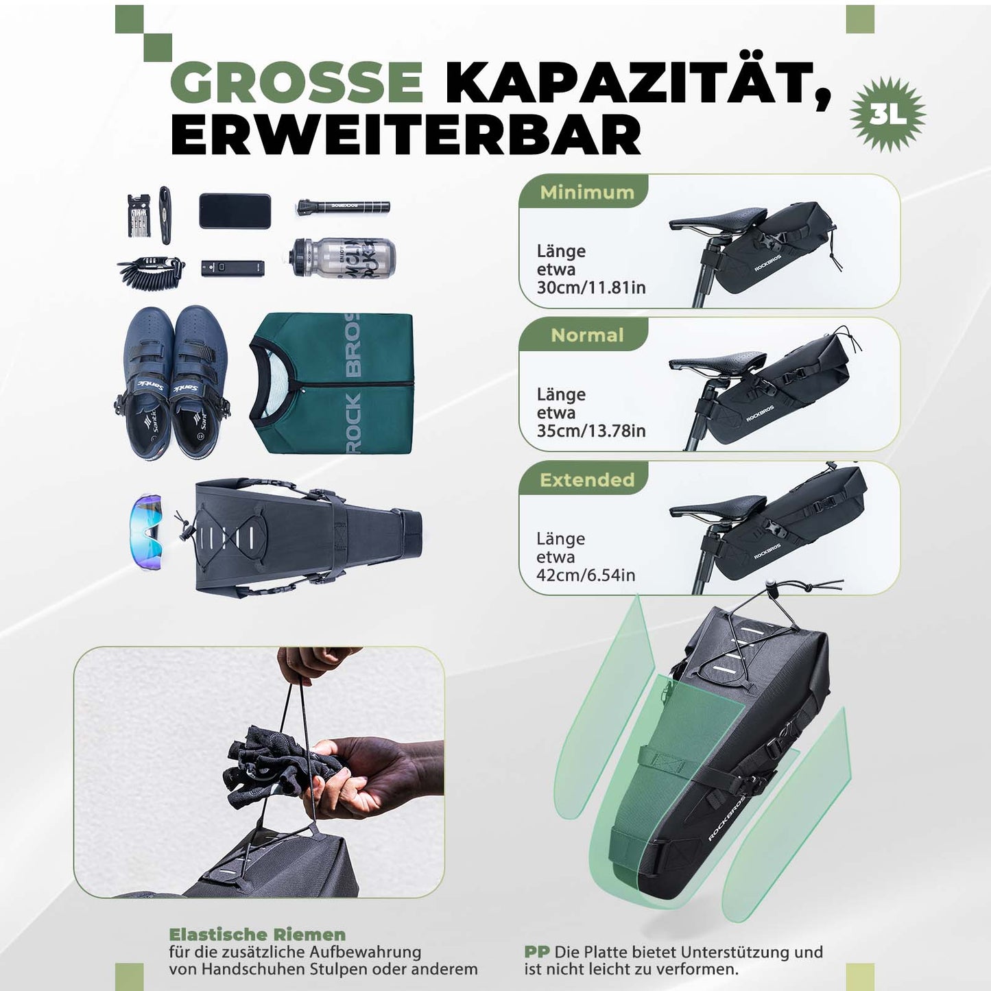 Torba podsiodłowa Bikepacking 3 litry, 100% wodoodporna, materiał TPU ROCKBROS