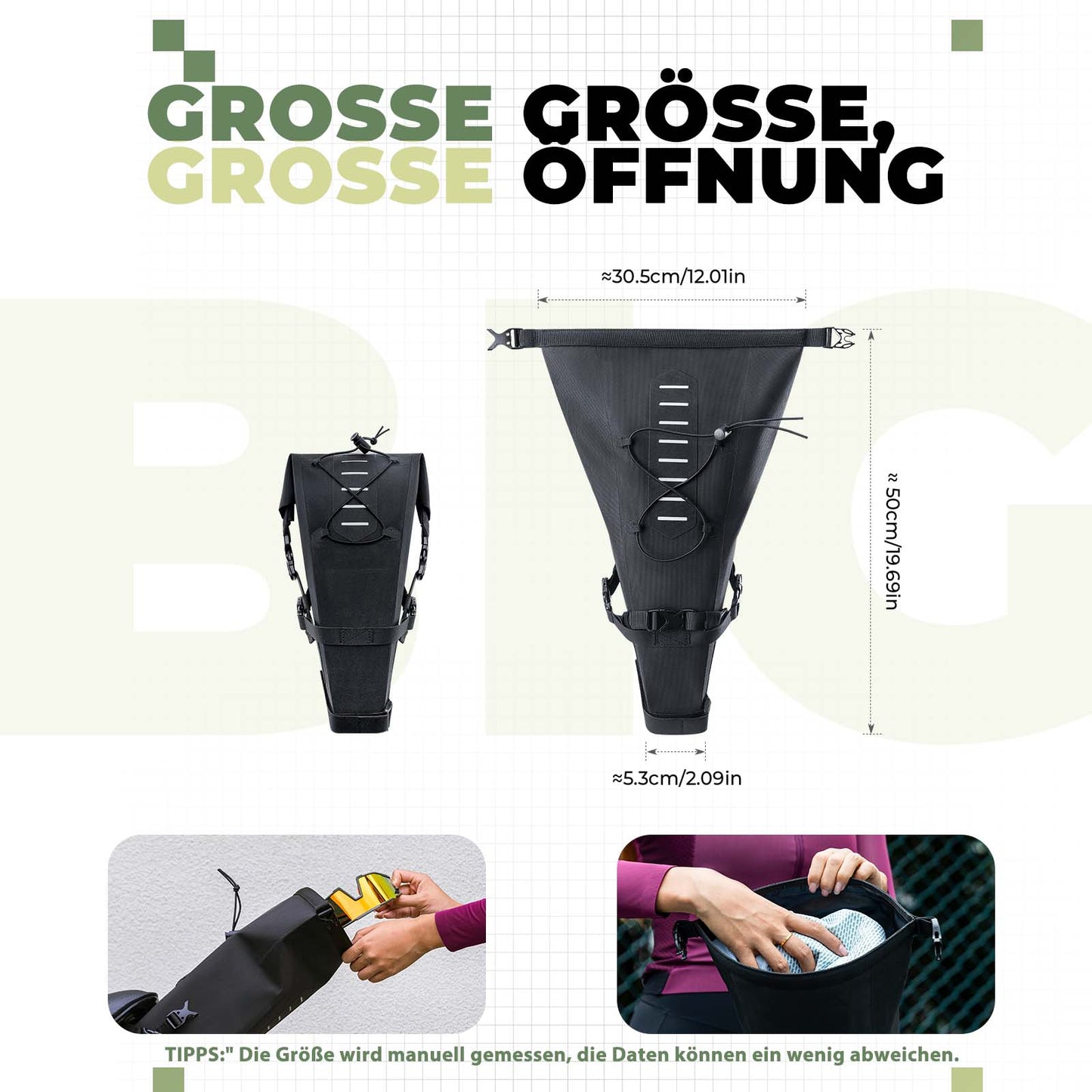 Torba podsiodłowa Bikepacking 3 litry, 100% wodoodporna, materiał TPU ROCKBROS