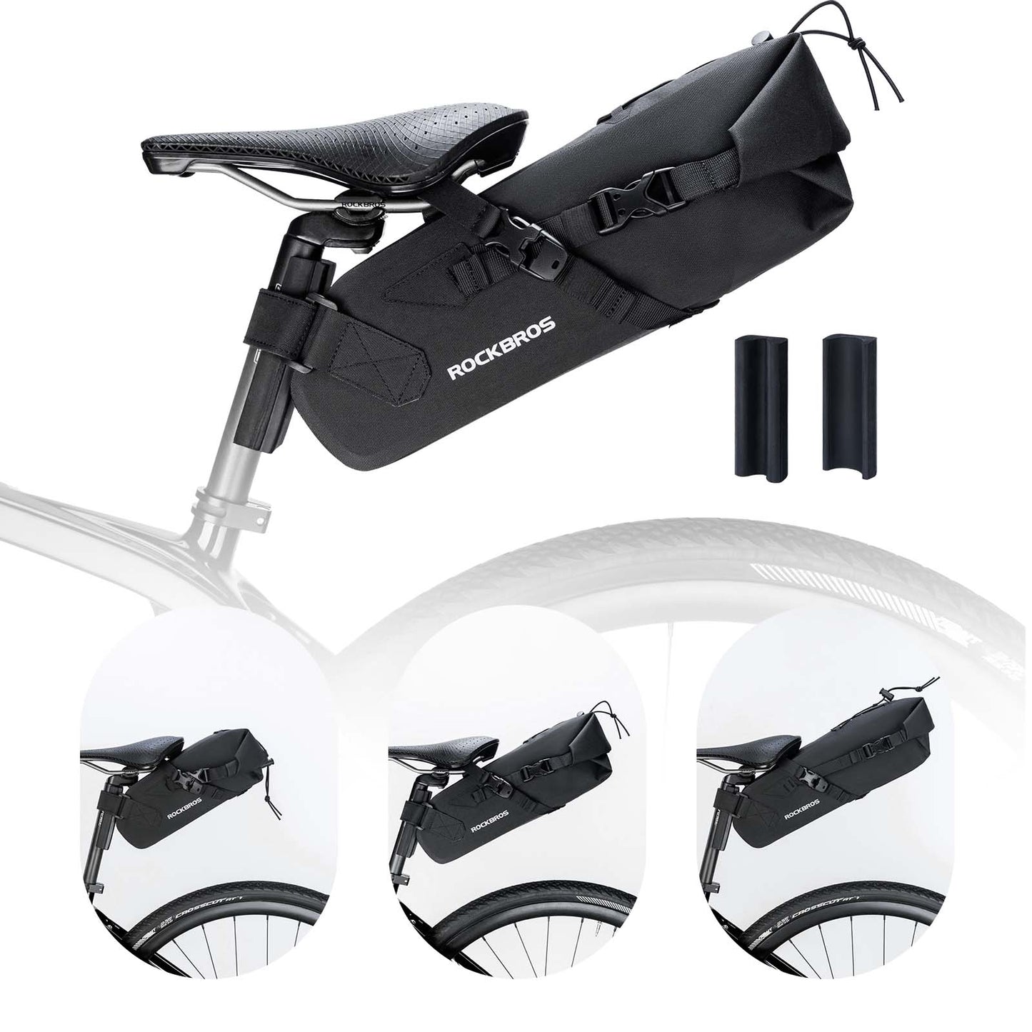 Torba podsiodłowa Bikepacking 3 litry, 100% wodoodporna, materiał TPU ROCKBROS