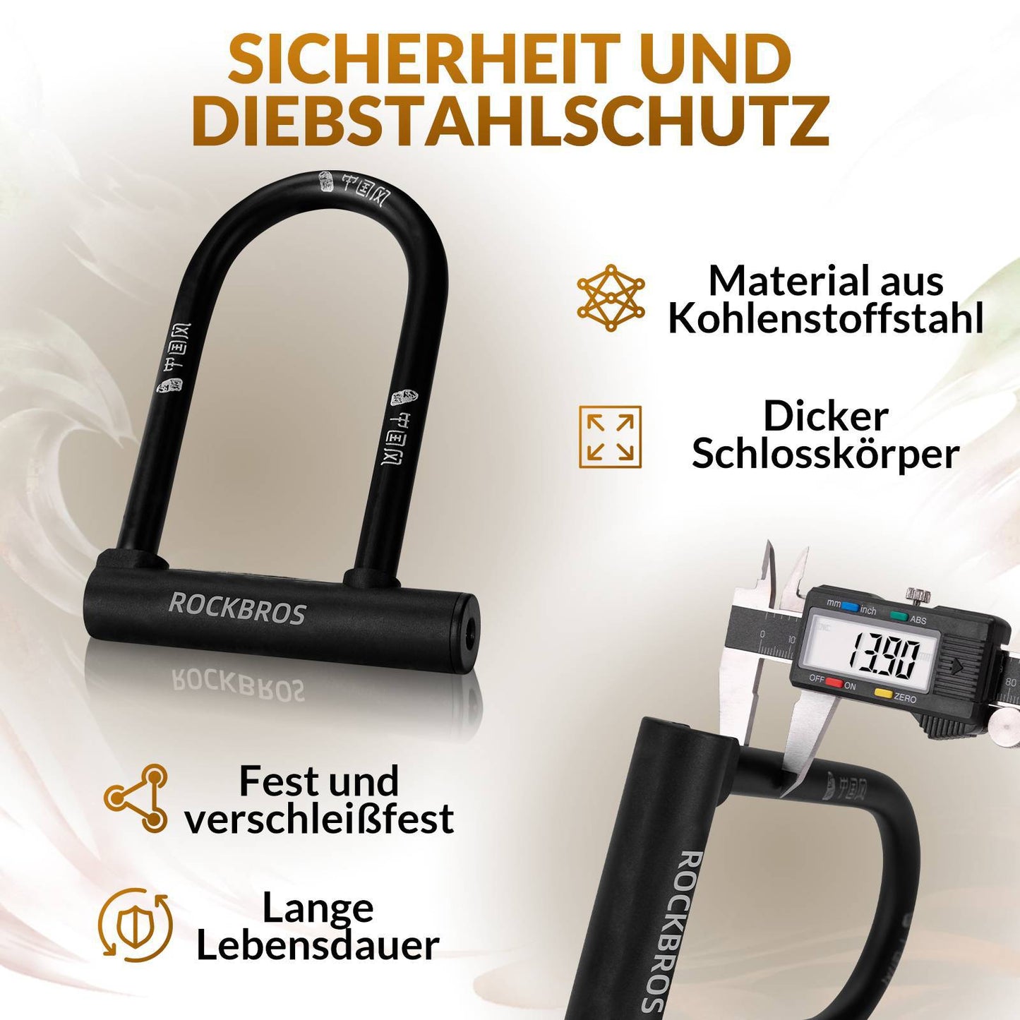 Zapięcie rowerowe U-lock o wysokim stopniu bezpieczeństwa, wodoodporne, ROCKBROS