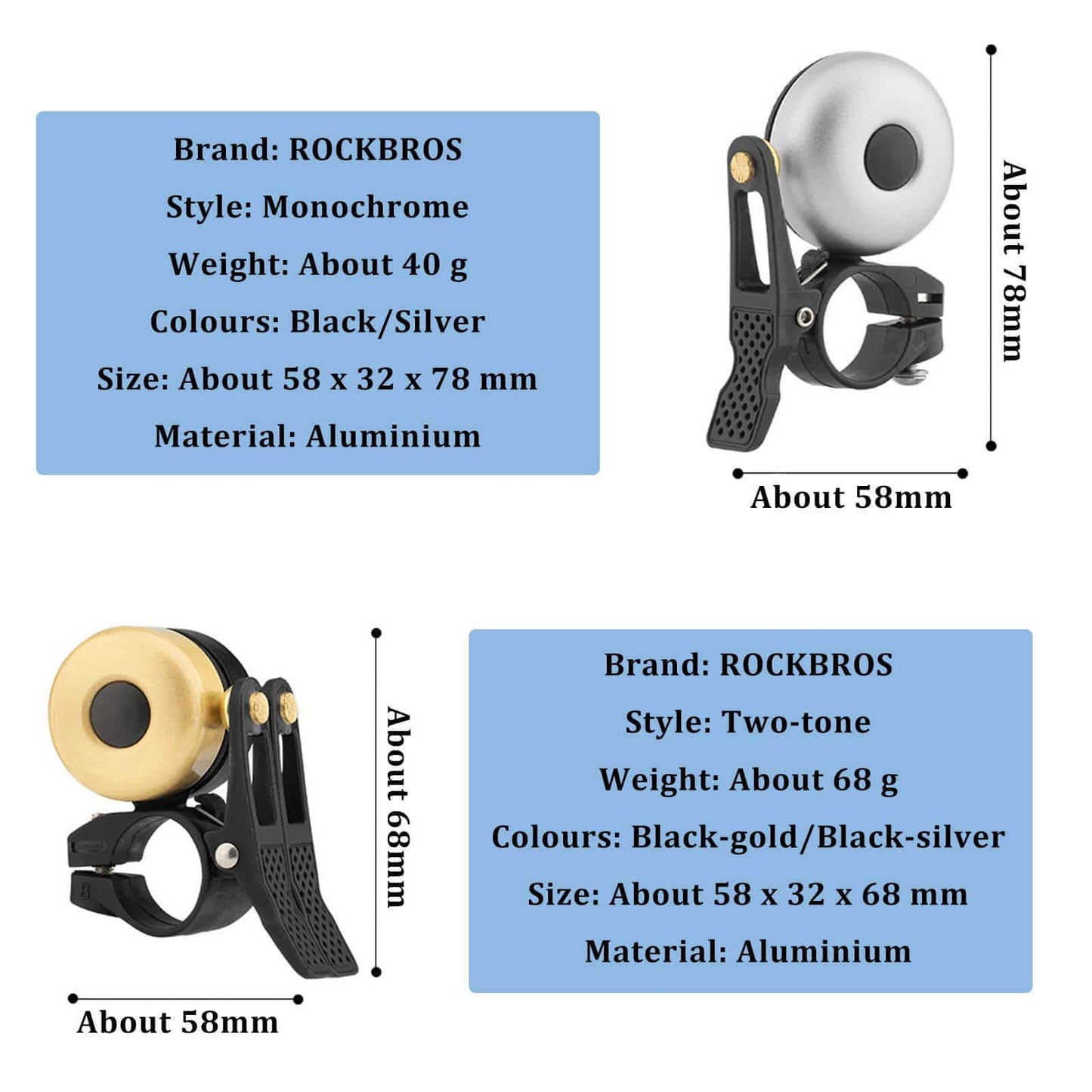 Klasyczny mosiężny dzwonek rowerowy Mini dzwonki rowerowe 1-2 dzwonki ROCKBROS