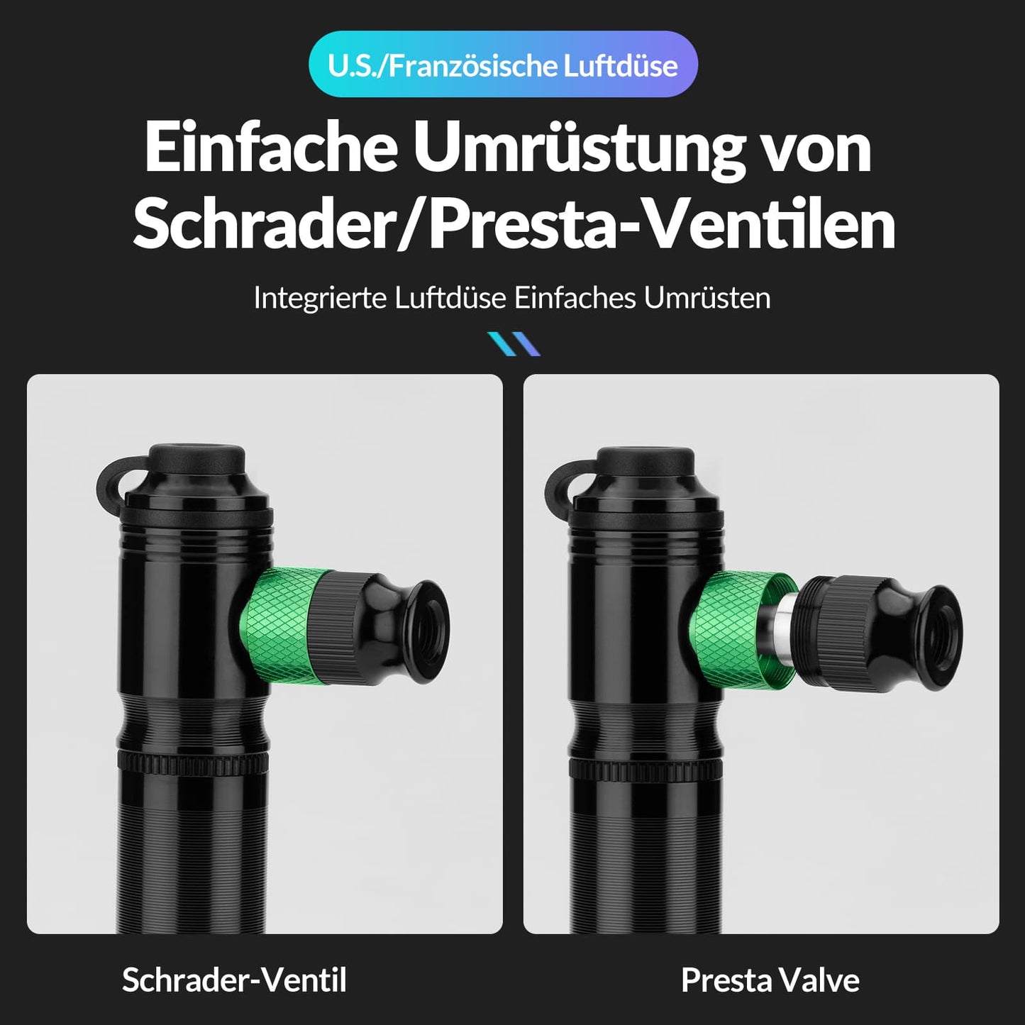 Pompka rowerowa CO2 110 PSI aluminiowa mini pompka czarna ROCKBROS