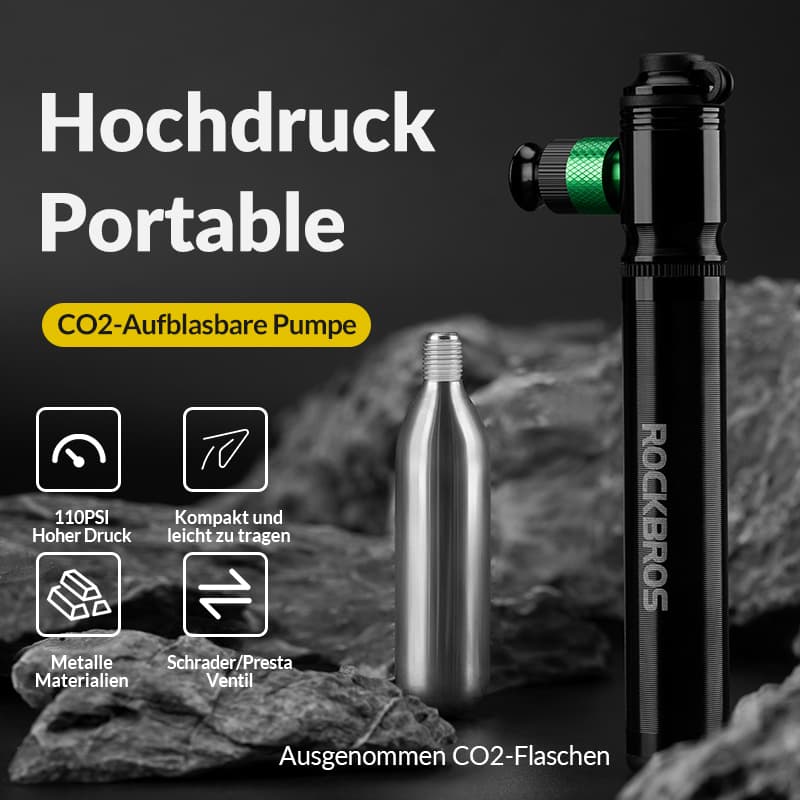 Pompka rowerowa CO2 110 PSI aluminiowa mini pompka czarna ROCKBROS