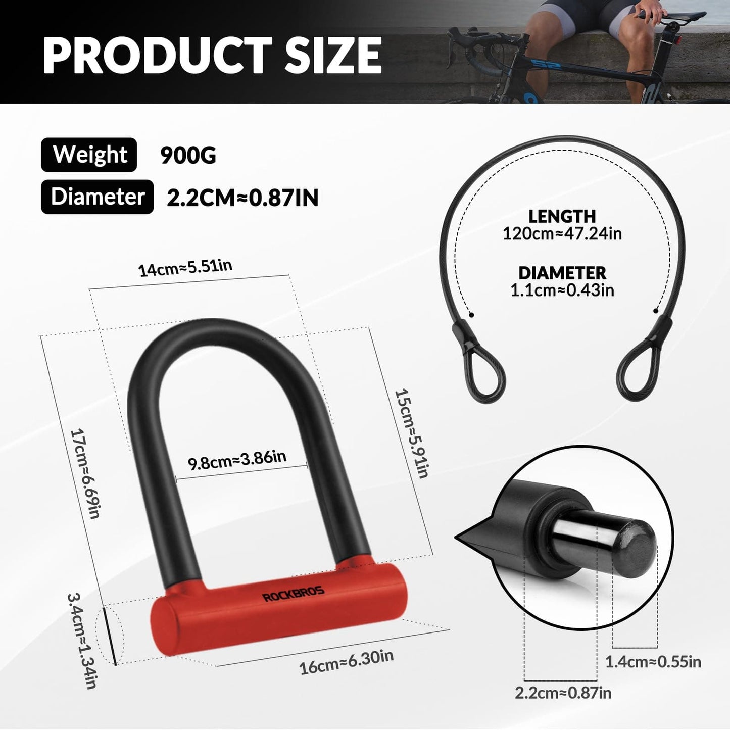 Zapięcie typu U-lock ze stopu ROCKBROS do rowerów i motocykli