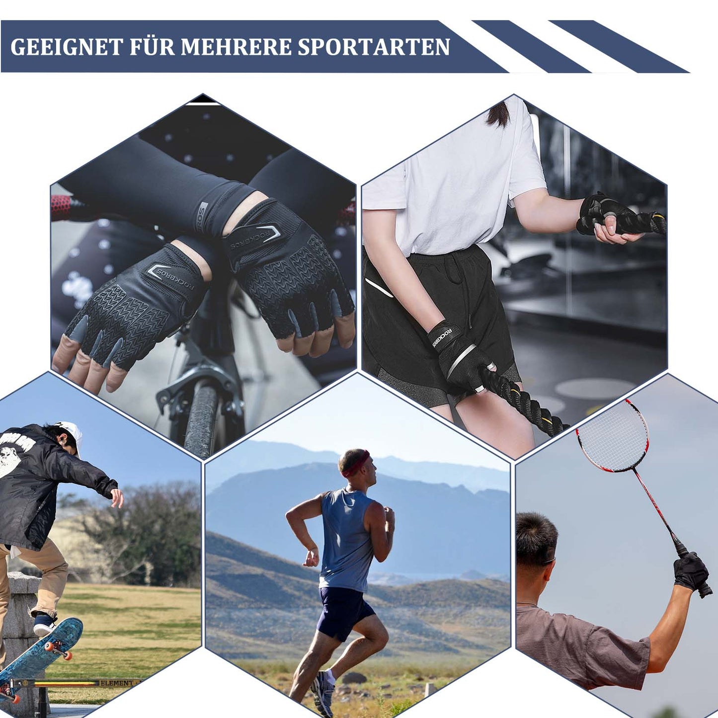 Rękawiczki rowerowe dla kobiet i mężczyzn, półpalczaste rękawiczki rowerowe ROCKBROS