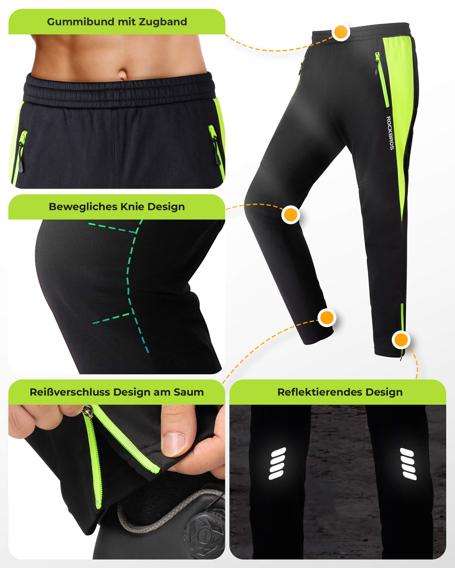 Kurtka i spodnie rowerowe Zimowy kombinezon rowerowy Jasnozielony ROCKBROS