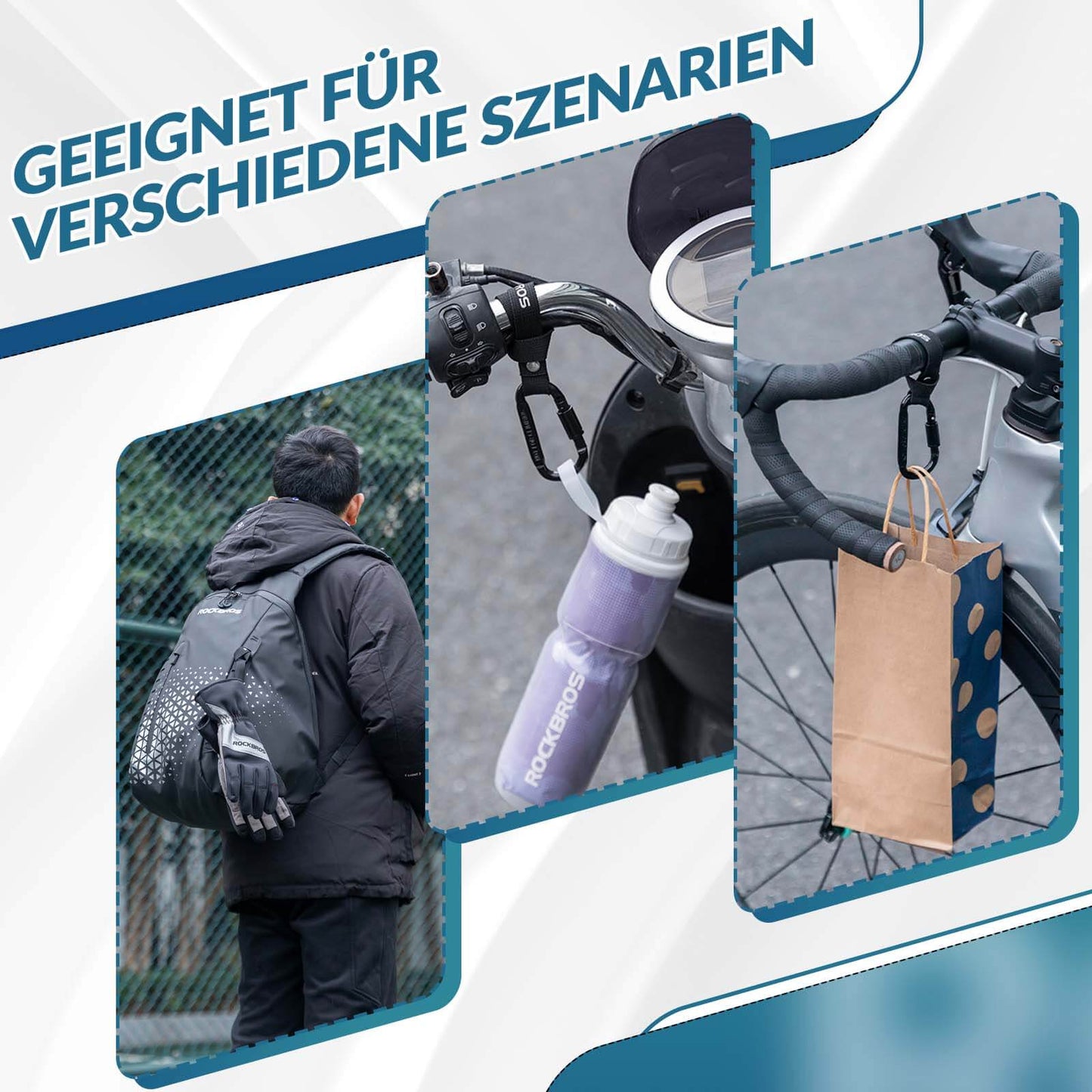 Wielofunkcyjny karabińczyk rowerowy z wytrzymałym paskiem ROCKBROS