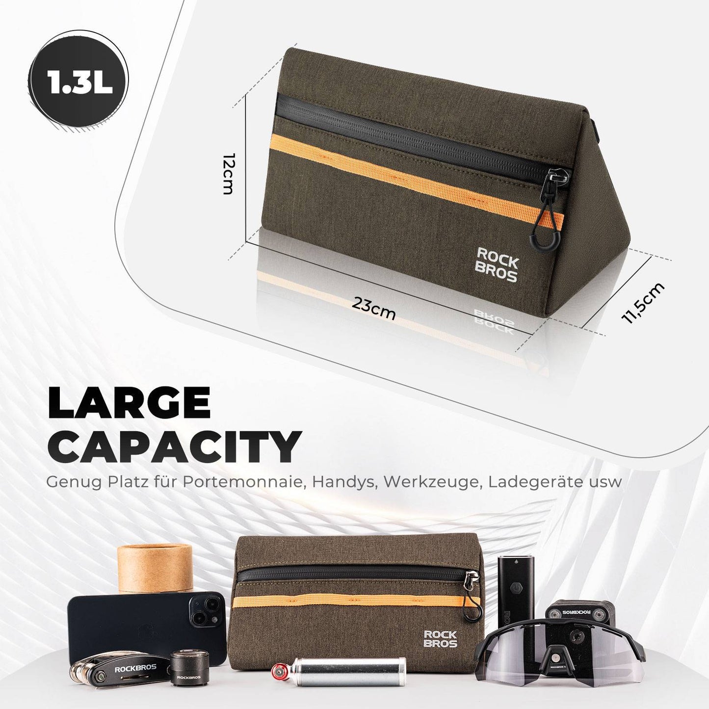 Torba na kierownicę roweru, torba rowerowa, koszyk rowerowy, 6 kolorów, ok. 1,3 l, ROCKBROS