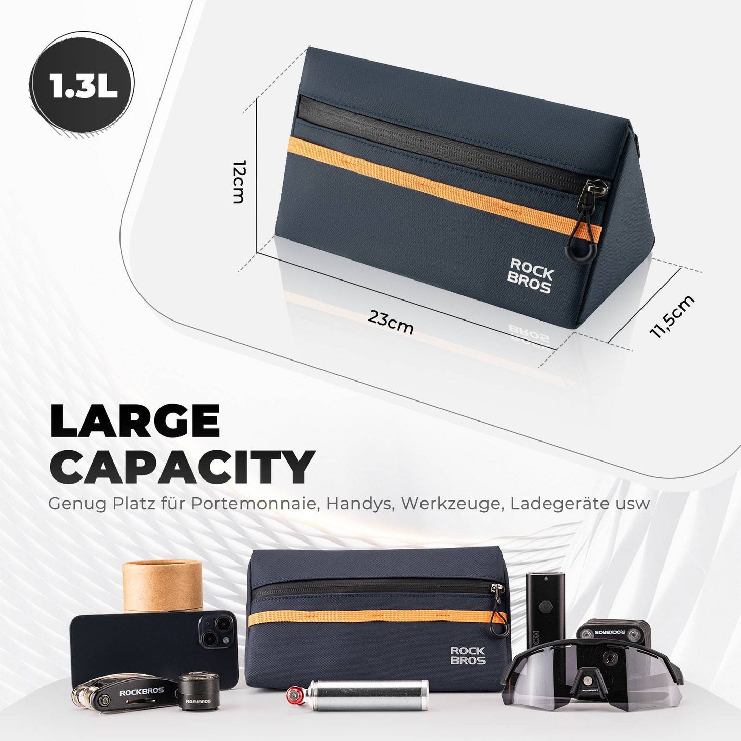 Torba na kierownicę roweru, torba rowerowa, koszyk rowerowy, 6 kolorów, ok. 1,3 l, ROCKBROS