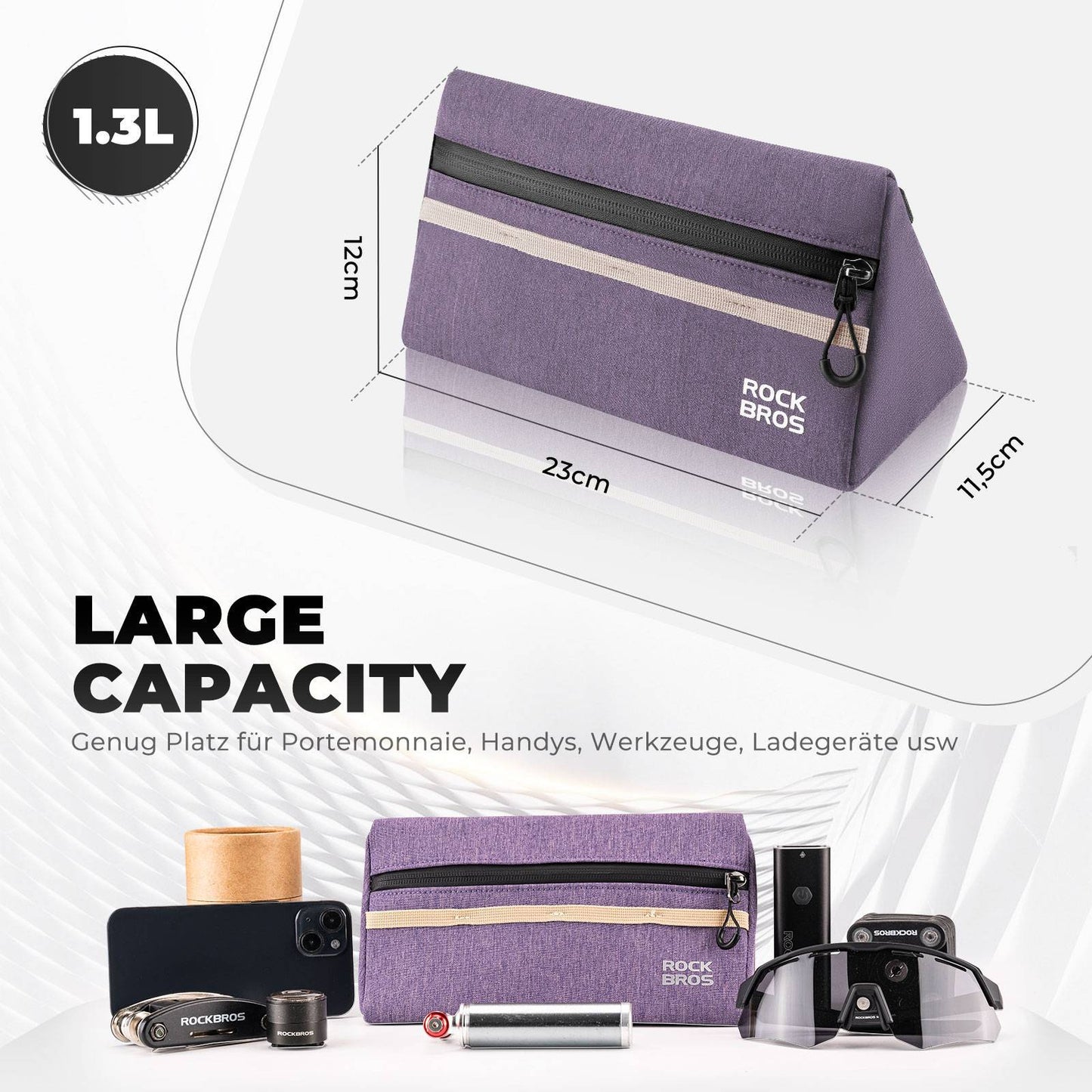 Torba na kierownicę roweru, torba rowerowa, koszyk rowerowy, 6 kolorów, ok. 1,3 l, ROCKBROS