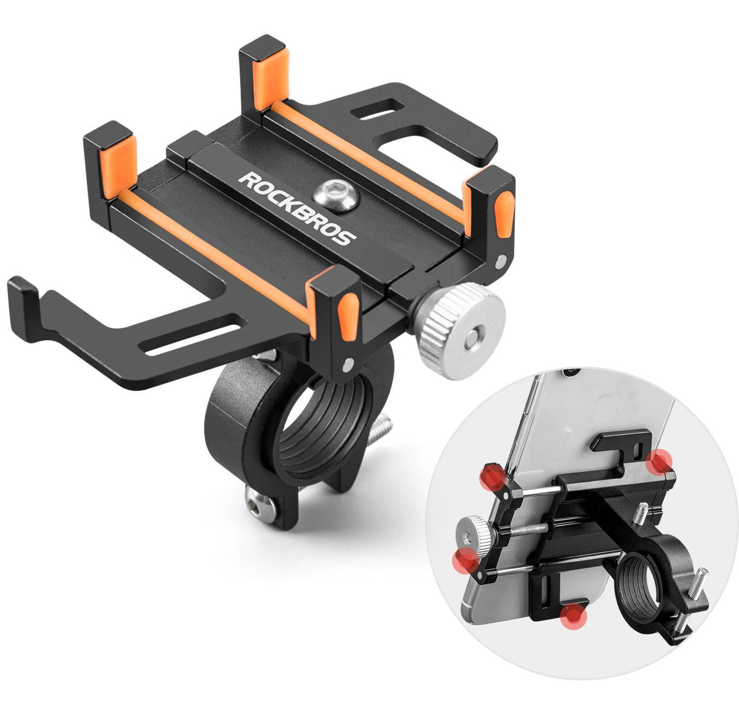 Uchwyt na telefon do roweru/motocykla z obrotowym klipsem 360° ROCKBROS