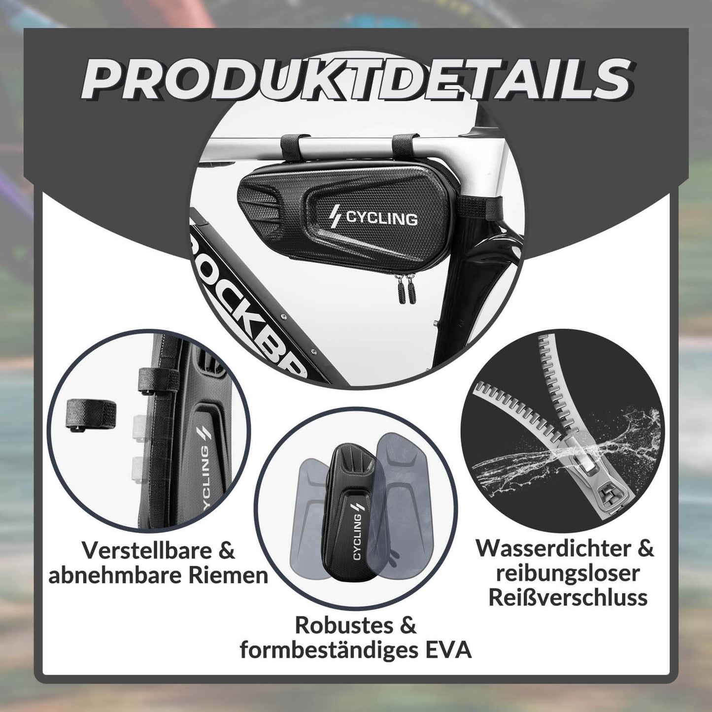 Torba na ramę roweru 1,5L trójkątna wodoodporna torba rowerowa ROCKBROS