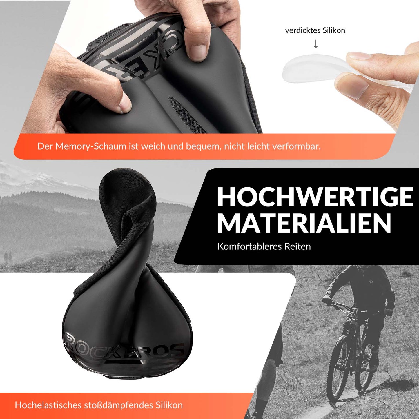 Pokrowiec na siodełko rowerowe, żel, miękki, ROCKBROS