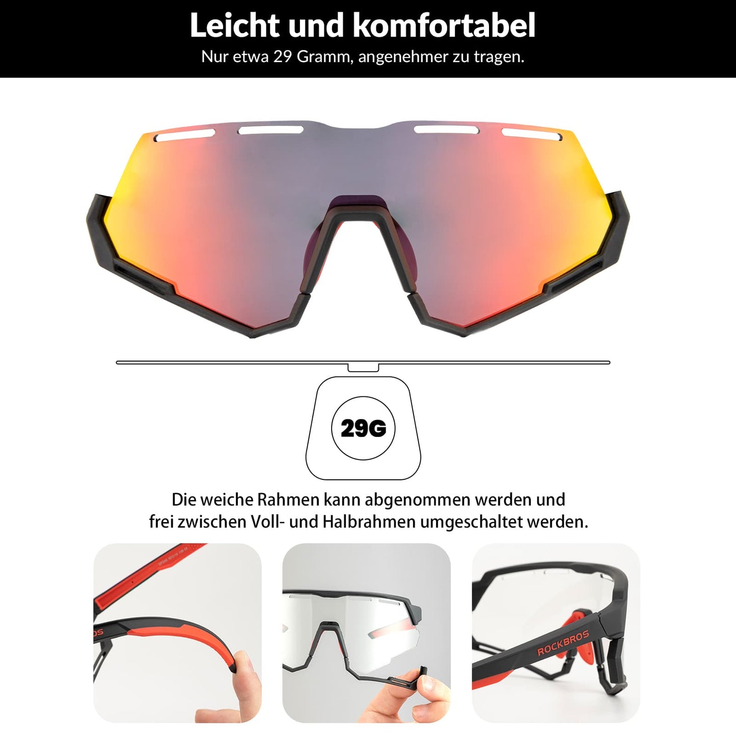 Okulary rowerowe 2w1 okulary sportowe polaryzacyjne i fotochromowe ROCKBROS