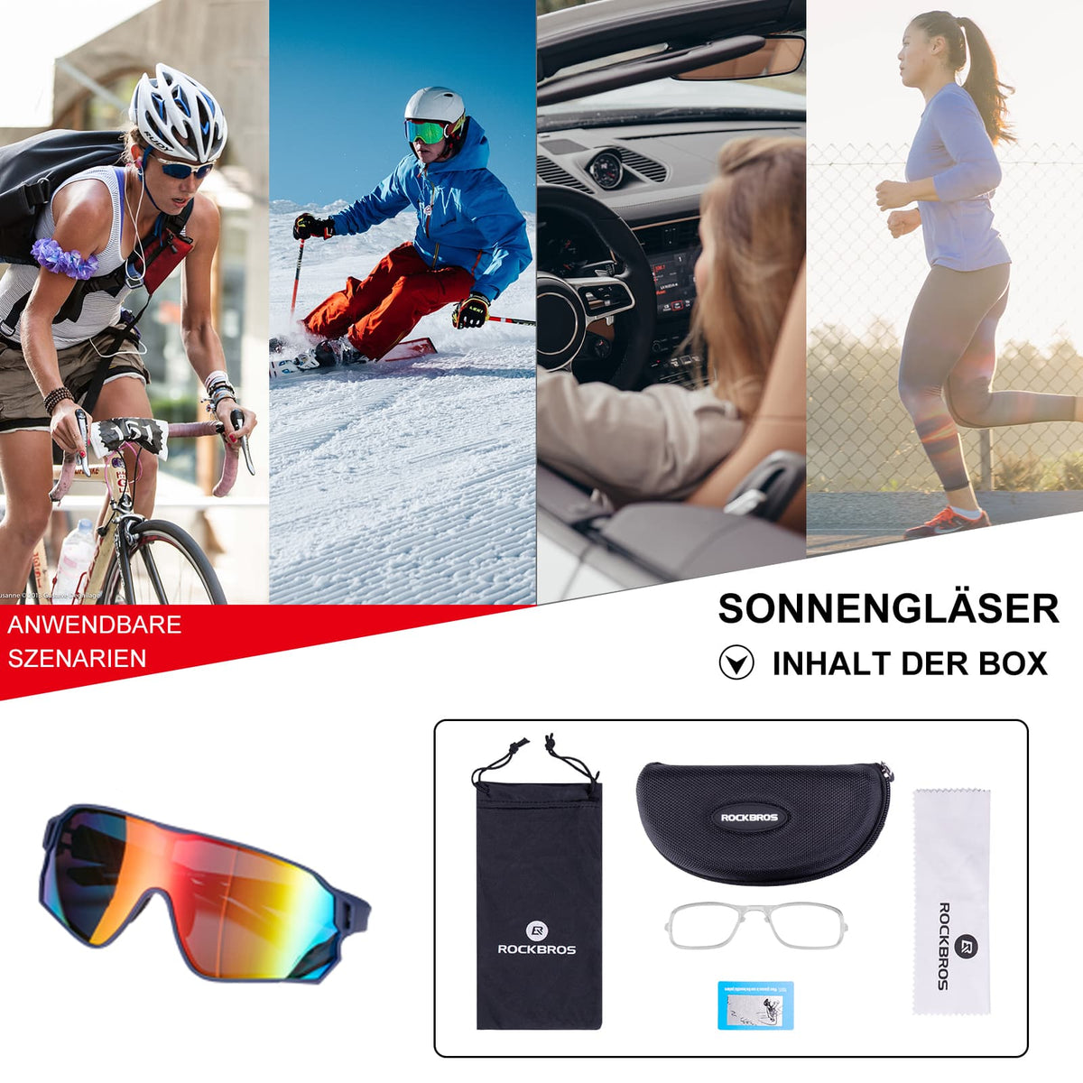 ROCKBROS Polaryzacyjne okulary sportowe dla rowerzystów (ochrona UV)