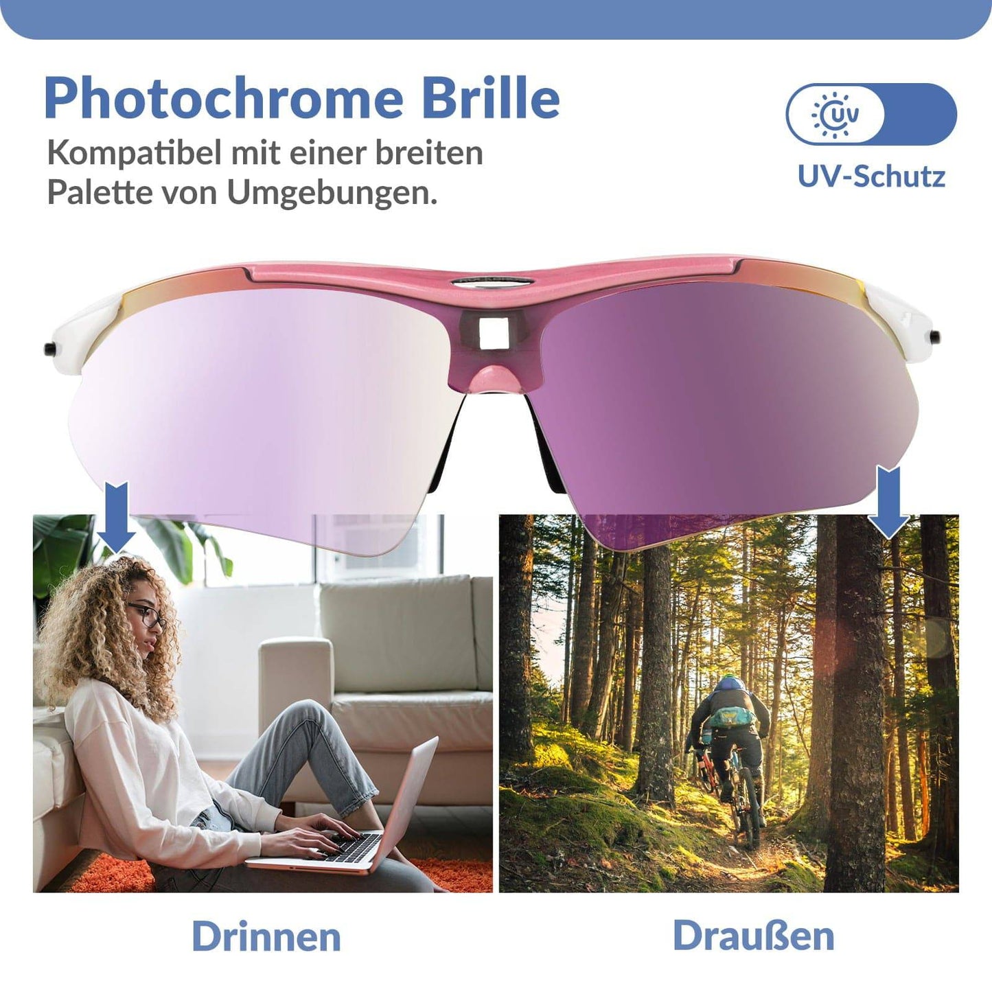 Okulary rowerowe, okulary fotochromowe, okulary przeciwsłoneczne, ochrona UV 400, ROCKBROS