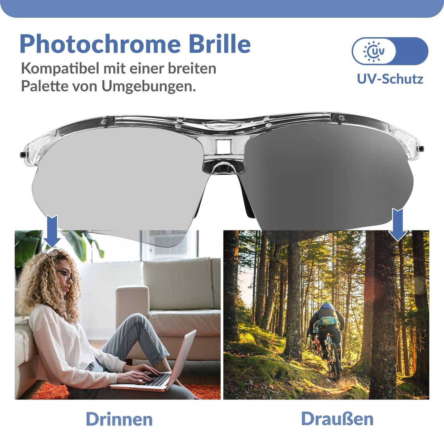 Okulary rowerowe, okulary fotochromowe, okulary przeciwsłoneczne, ochrona UV 400, ROCKBROS