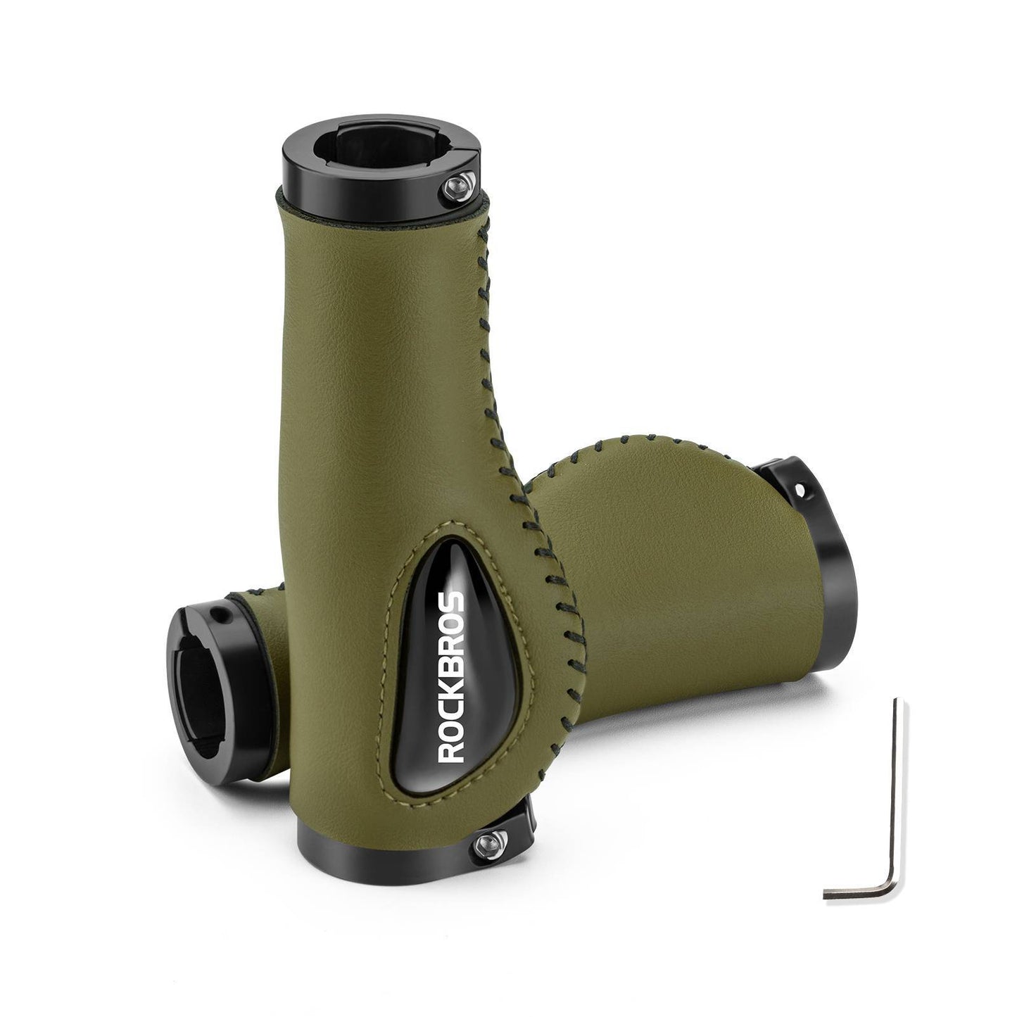 Chwyty rowerowe skórzane do kierownicy o średnicy 22,2 mm, ROCKBROS