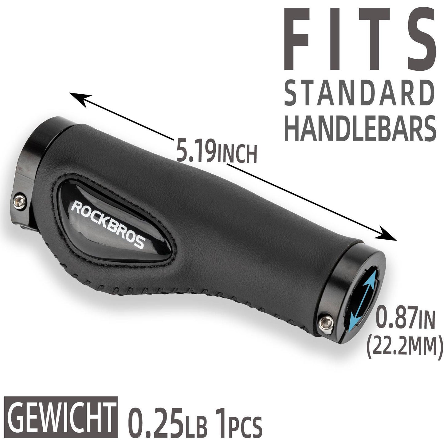 Chwyty rowerowe skórzane do kierownicy o średnicy 22,2 mm, ROCKBROS