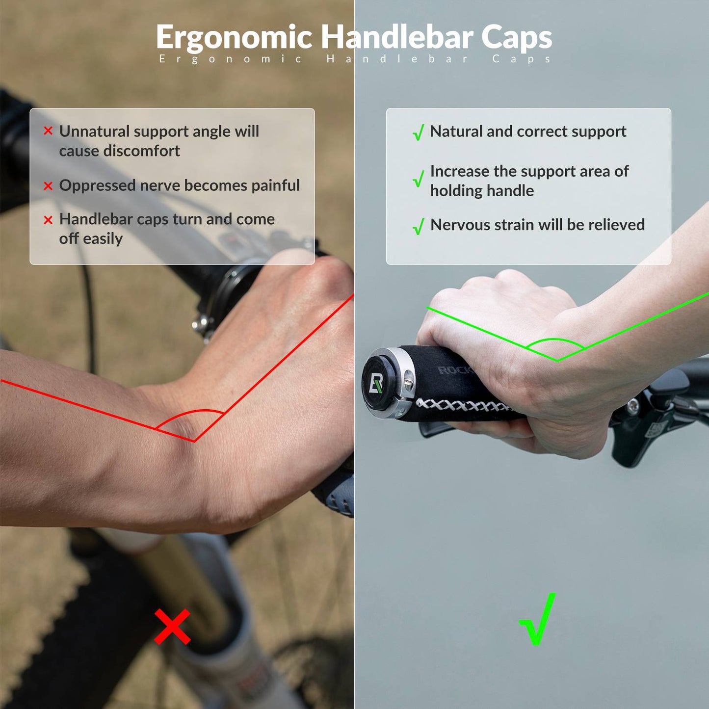 Chwyty rowerowe skórzane do kierownicy o średnicy 22,2 mm, ROCKBROS