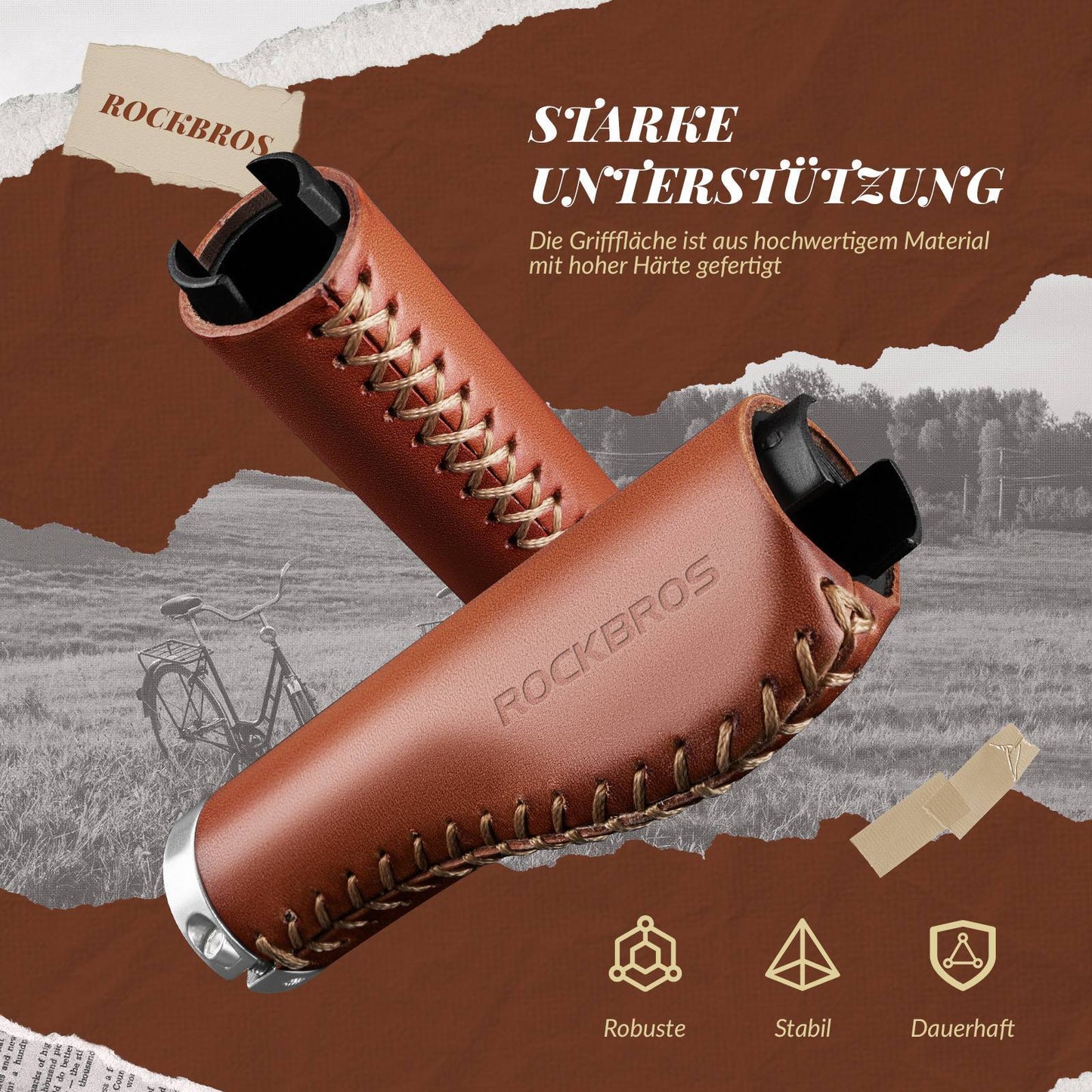 Uchwyty kierownicy Retro MTB, ergonomiczny design, ROCKBROS