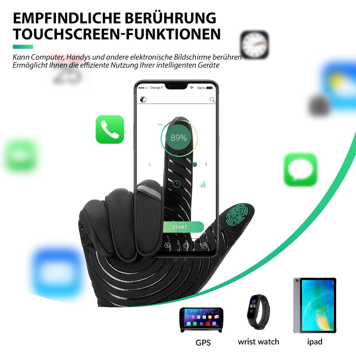 Rękawiczki rowerowe z ekranem dotykowym, ciepłe, zimowe, S-XL ROCKBROS