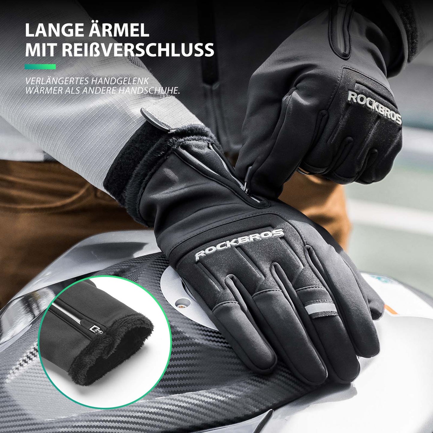 Rękawiczki rowerowe z ekranem dotykowym, ciepłe, zimowe, S-XL ROCKBROS