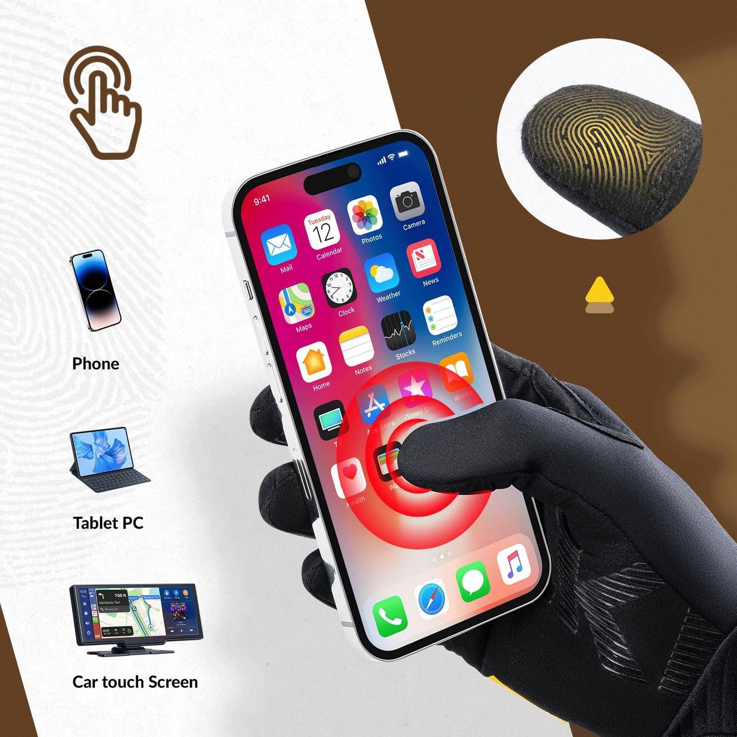 Rękawiczki rowerowe Ciepłe, wiatroszczelne, sportowe rękawiczki z pełnymi palcami ROCKBROS