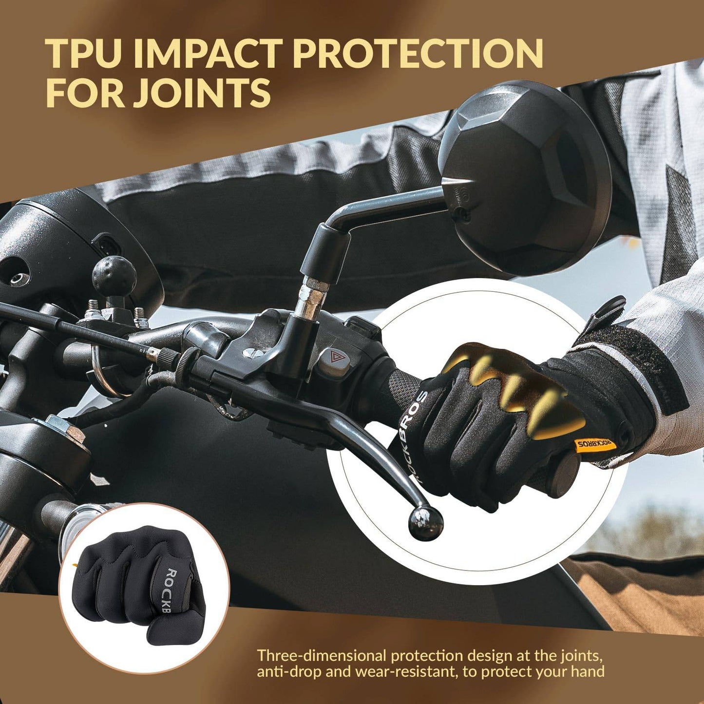 Rękawiczki rowerowe Ciepłe, wiatroszczelne, sportowe rękawiczki z pełnymi palcami ROCKBROS