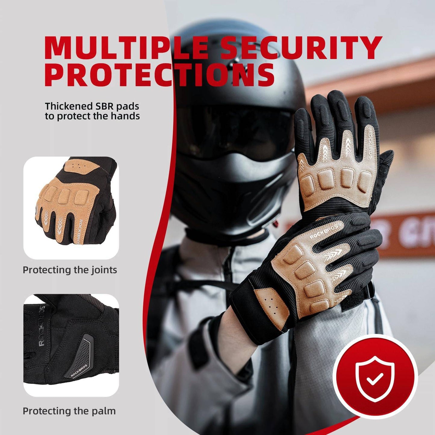 Rękawiczki rowerowe męskie, zima/jesień, MTB, amortyzujące, ROCKBROS