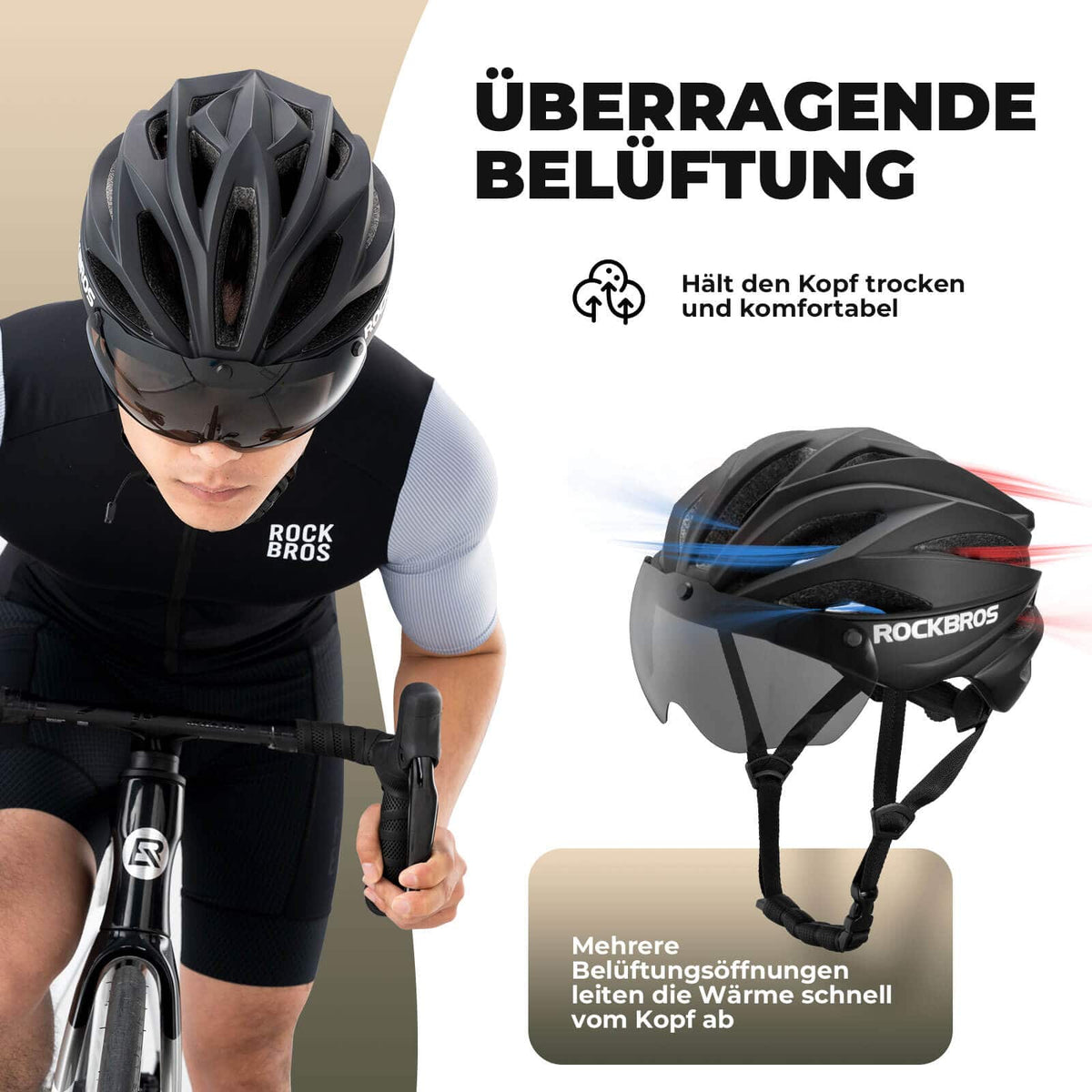 ROCKBROS Kask rowerowy Magnetyczny Odczepiany kask MTB z wizjerem
