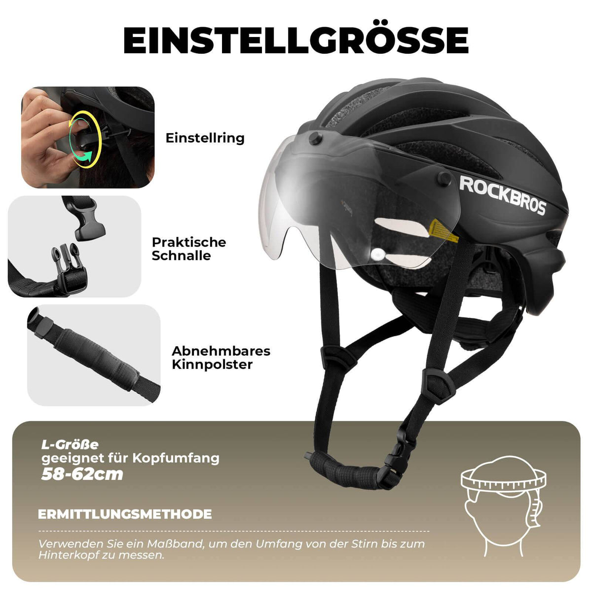 ROCKBROS Kask rowerowy Magnetyczny Odczepiany kask MTB z wizjerem