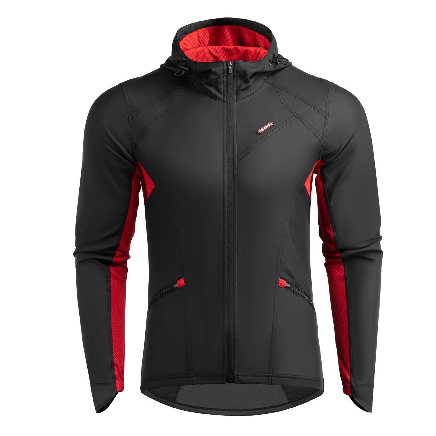 Męska zimowa wiatroodporna kurtka rowerowa typu softshell, czarna, ROCKBROS