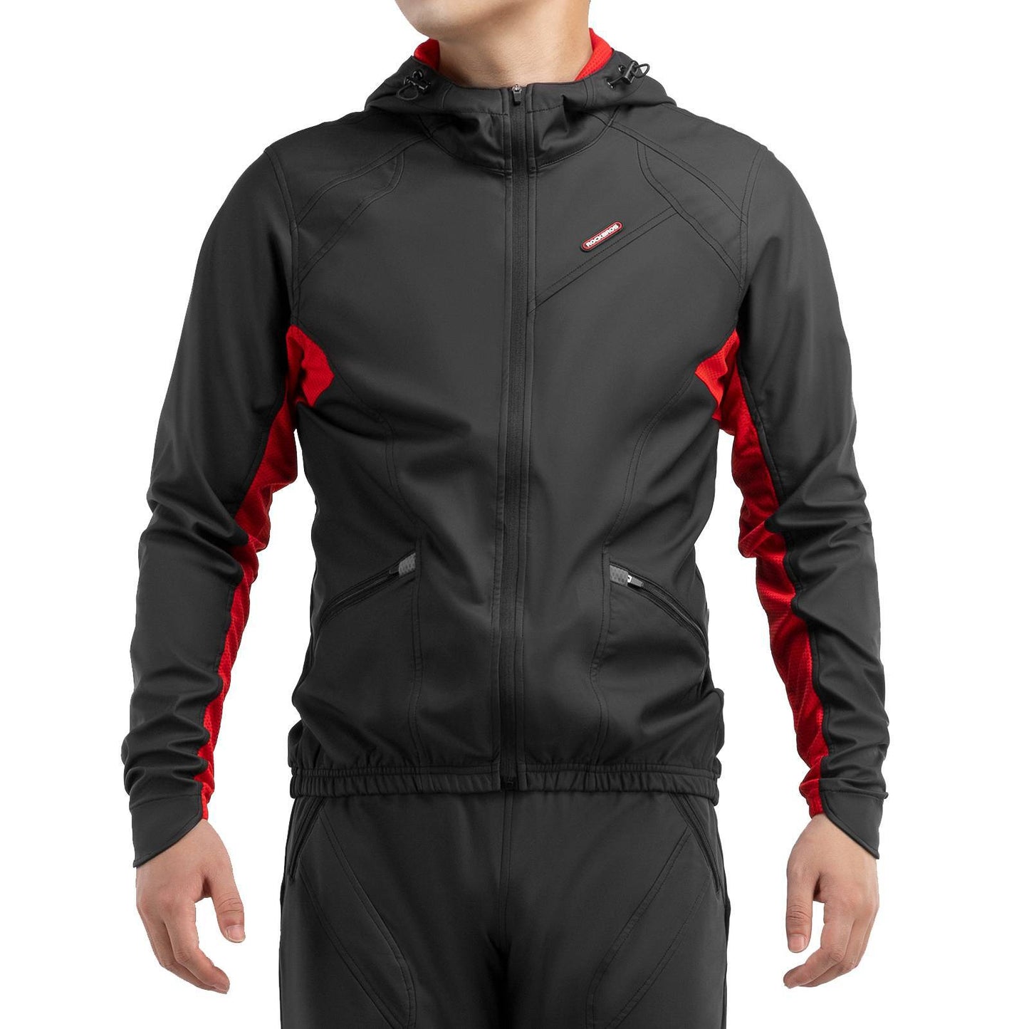 Męska zimowa wiatroodporna kurtka rowerowa typu softshell, czarna, ROCKBROS