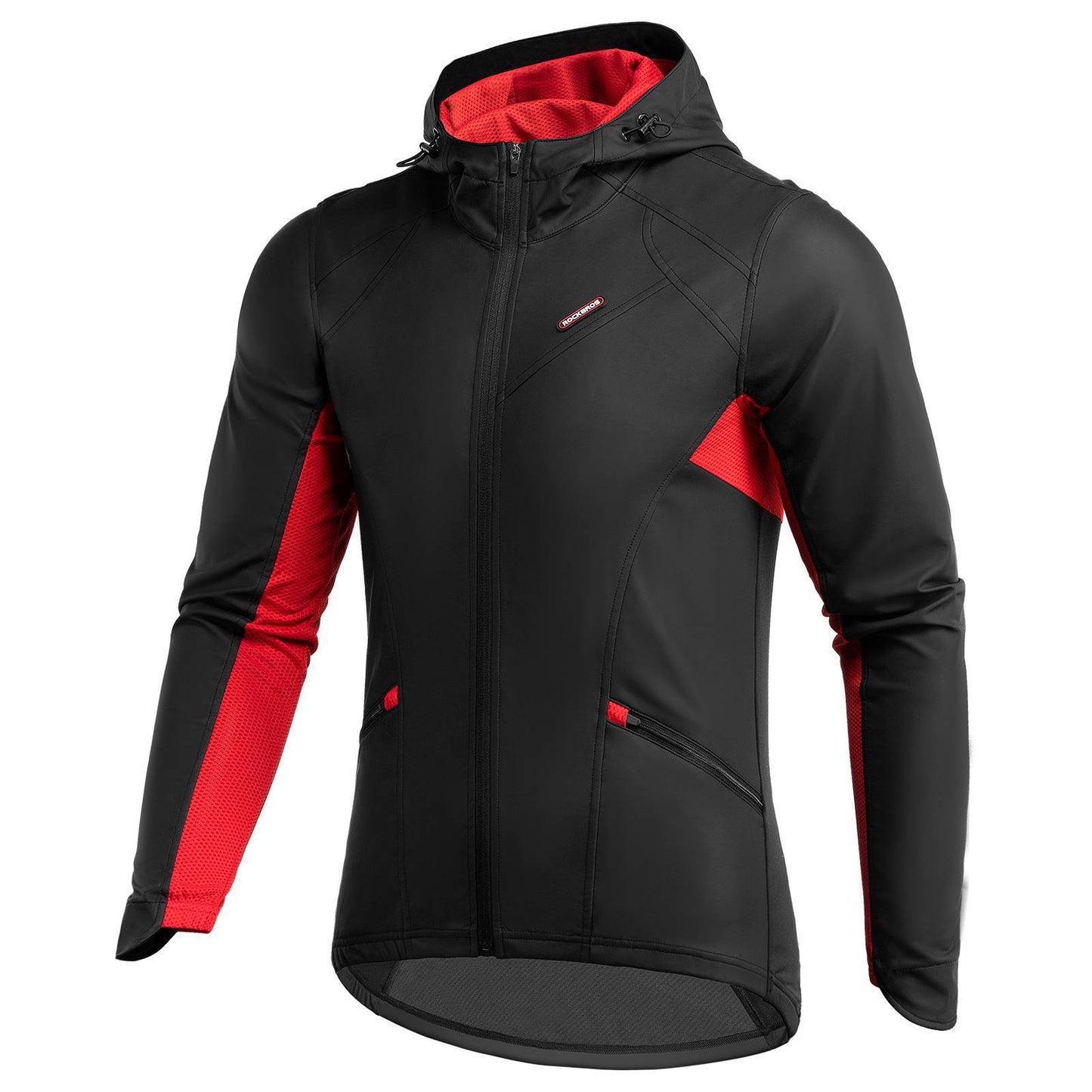 Męska zimowa wiatroodporna kurtka rowerowa typu softshell, czarna, ROCKBROS