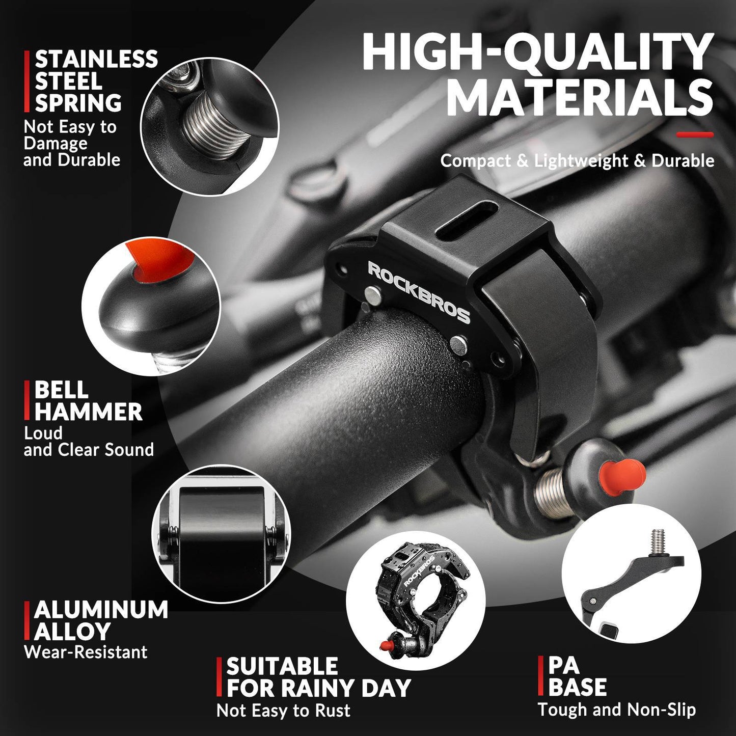 Dzwonek rowerowy, głośny 100 dB, innowacyjny mini dzwonek rowerowy, ROCKBROS