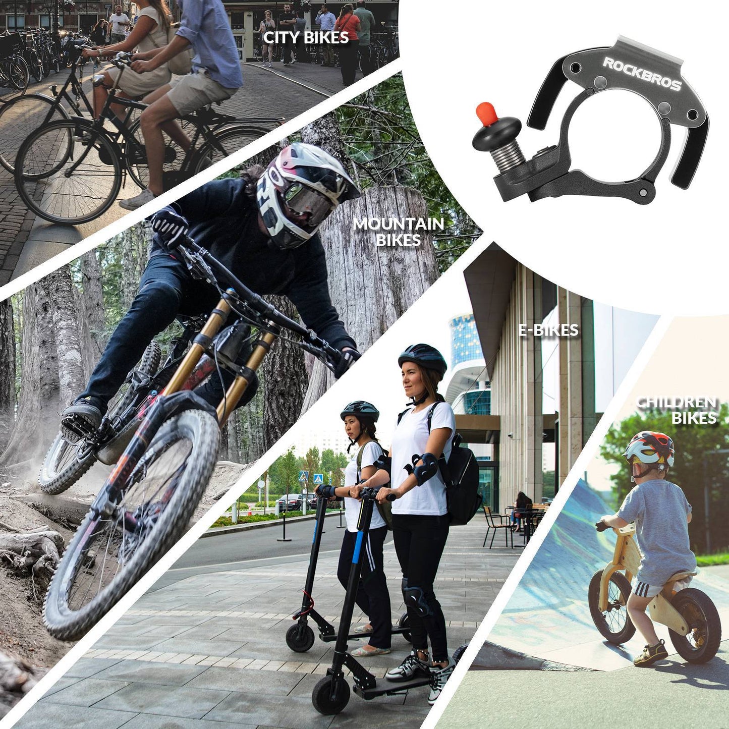 Dzwonek rowerowy, głośny 100 dB, innowacyjny mini dzwonek rowerowy, ROCKBROS