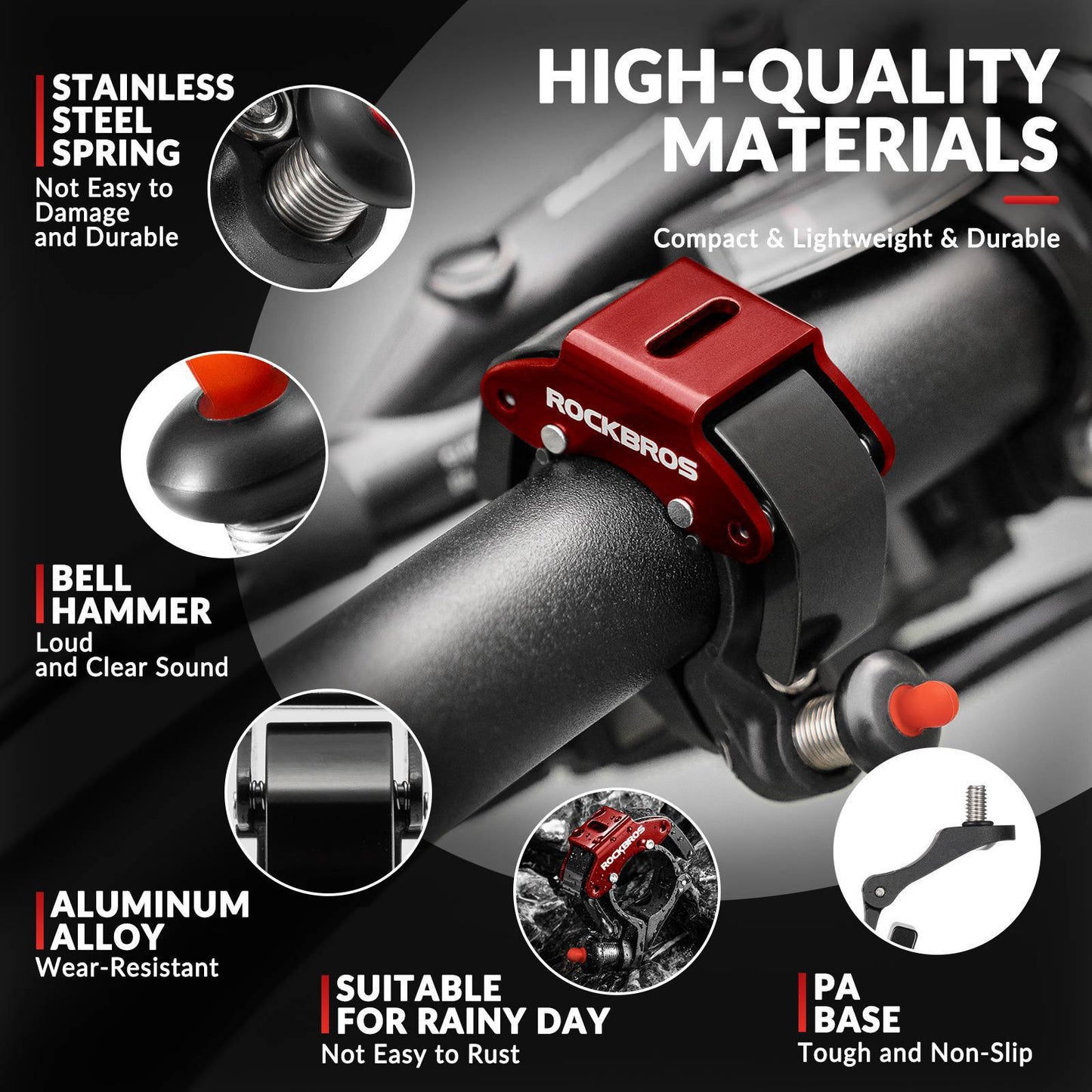 Dzwonek rowerowy, głośny 100 dB, innowacyjny mini dzwonek rowerowy, ROCKBROS