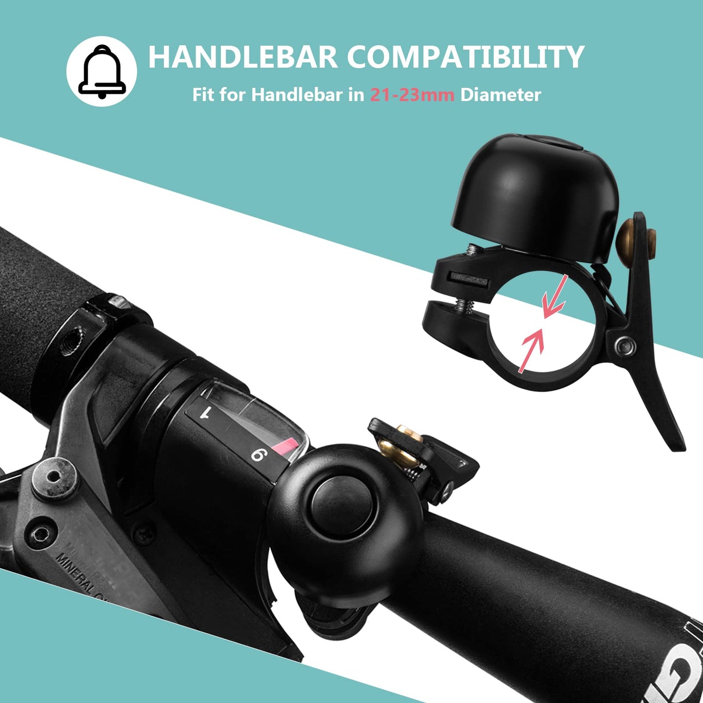 Dzwonek rowerowy retro, dzwonek MTB, stal nierdzewna, głośny, klasyczny, ROCKBROS