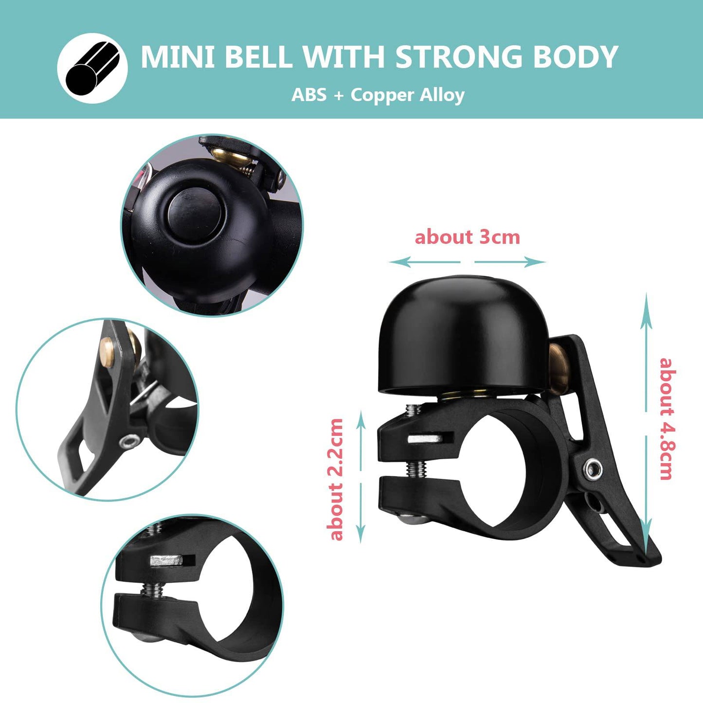 Dzwonek rowerowy retro, dzwonek MTB, stal nierdzewna, głośny, klasyczny, ROCKBROS