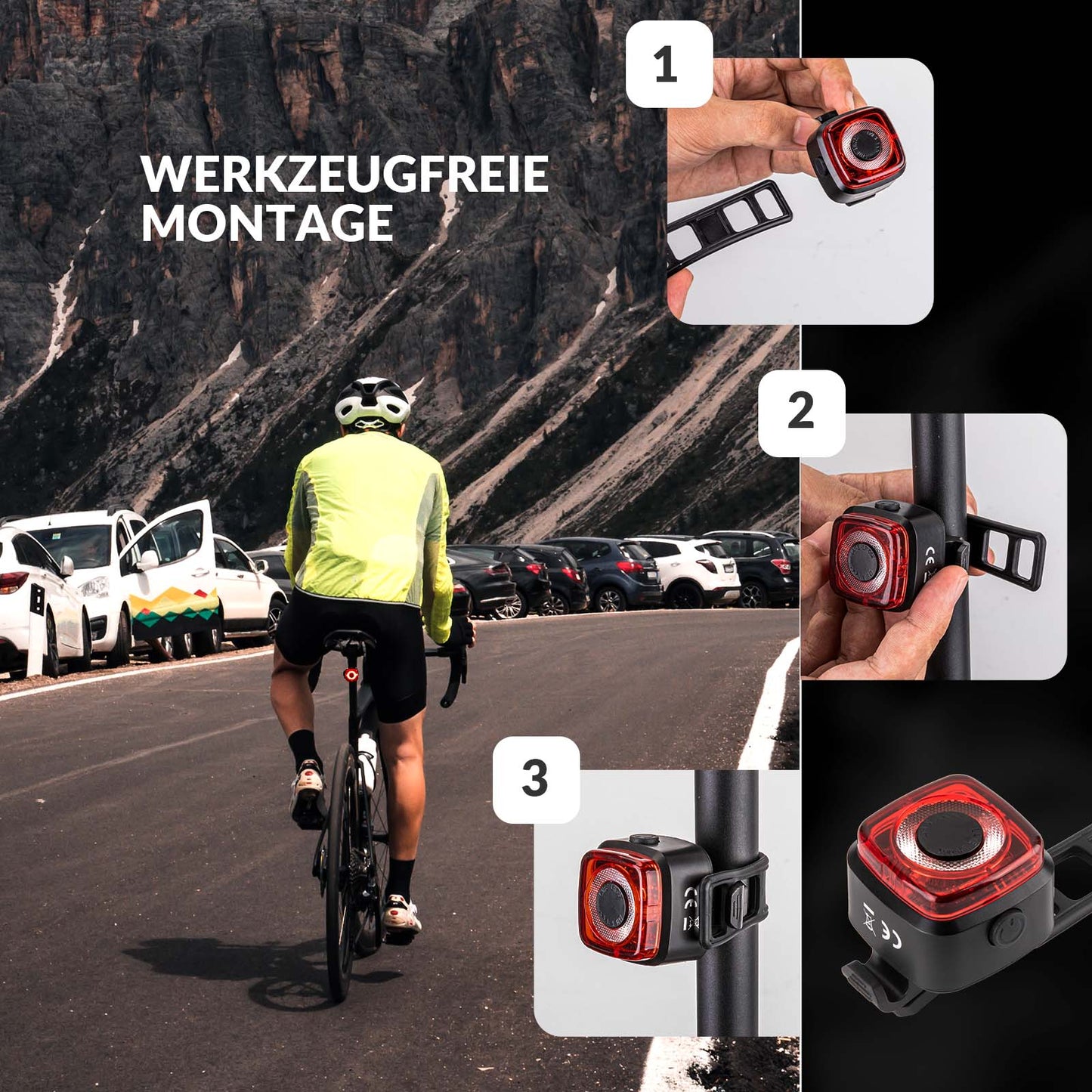 Lampka rowerowa IPX5 wodoodporna tylna, ładowalna z USB-C ROCKBROS