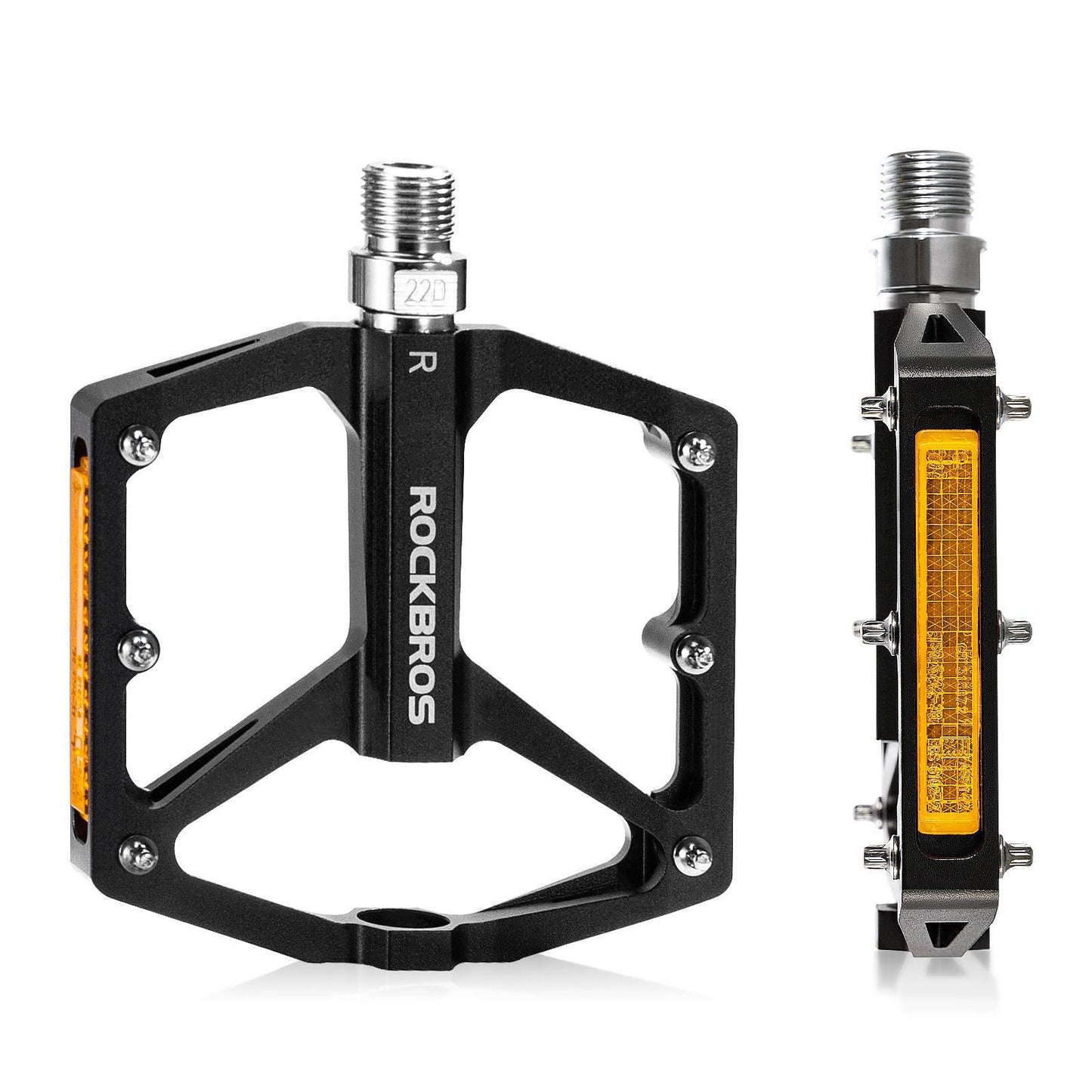 Pedały rowerowe z odblaskami, wykonane ze stopu aluminium, 9/16 cala, ROCKBROS