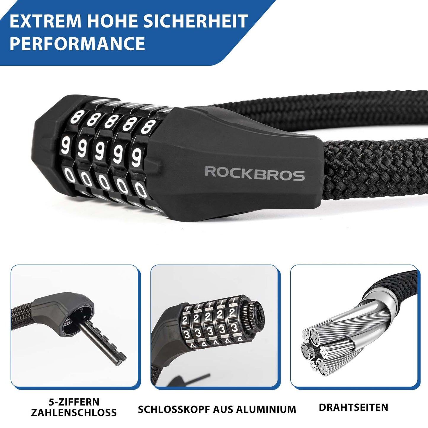 5-cyfrowy zamek szyfrowy do roweru ROCKBROS