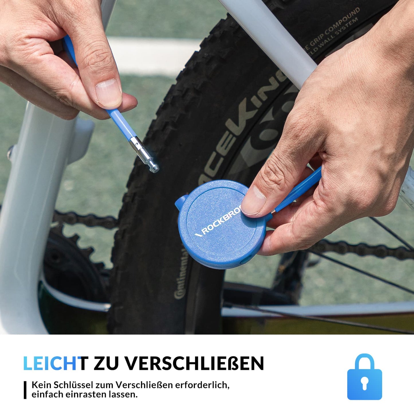 Zapięcie rowerowe dziecięce 69cm z 2 kluczami ROCKBROS